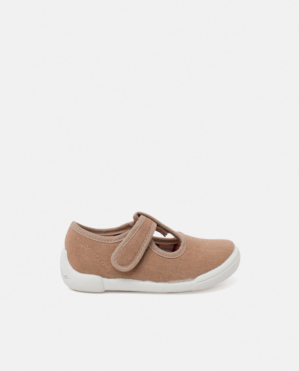 Sapatos de Presilha Tipo Barefoot com Tira Aderente - Azul-Escuro Pisamonas Taupe-1
