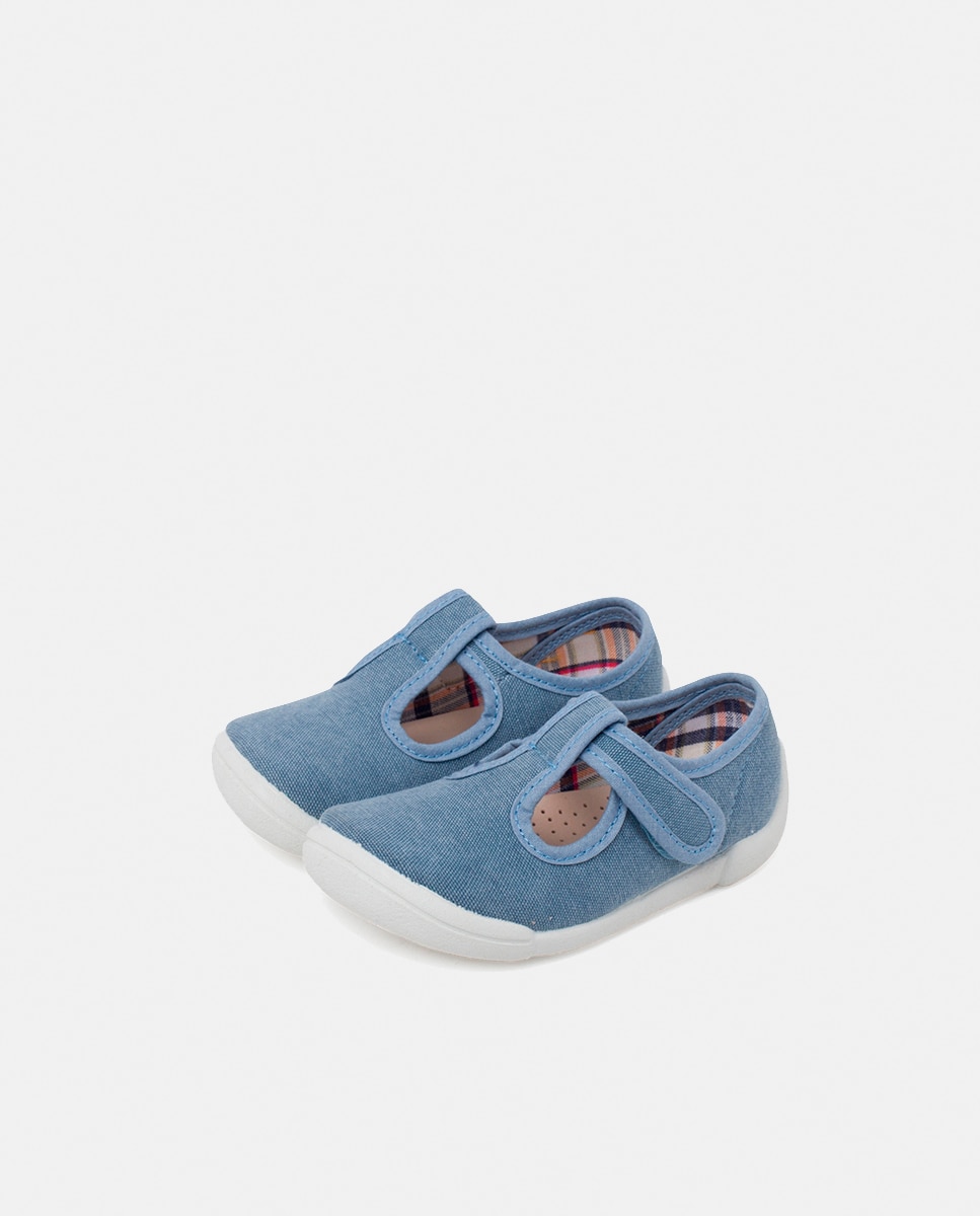 Sapatos de Presilha Tipo Barefoot com Tira Aderente - Azul-Escuro Pisamonas Azul Royal-3