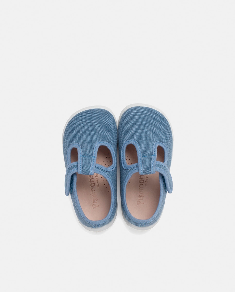 Sapatos de Presilha Tipo Barefoot com Tira Aderente - Azul-Escuro Pisamonas Azul Royal-4