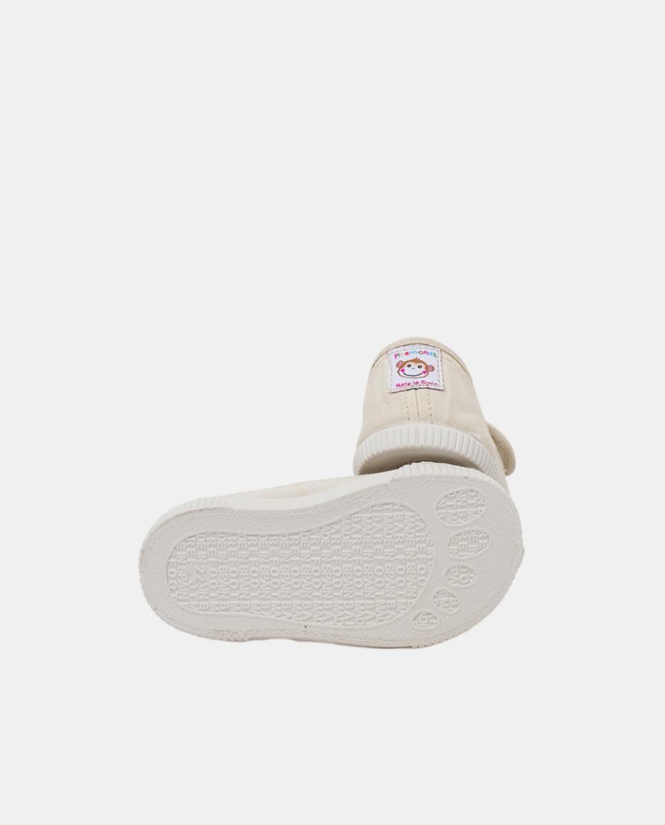 Sapatos de Presilha com Biqueira Barefoot em Lona com Lavagem - Cor de Aveia Pisamonas Bege-2