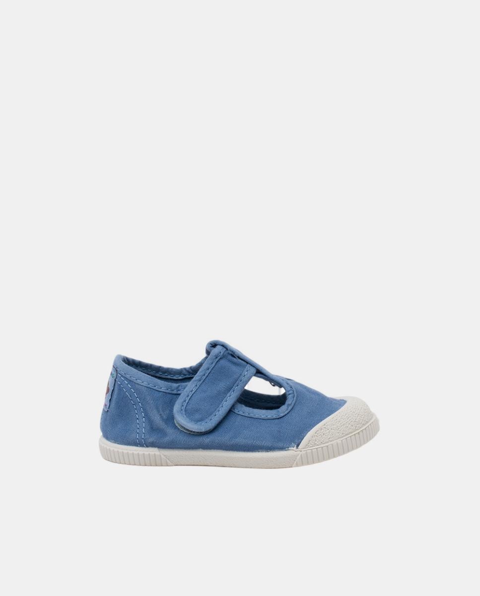Imagem 0 de Sapatos de Presilha com Biqueira Barefoot em Lona com Lavagem - Azul Jeans