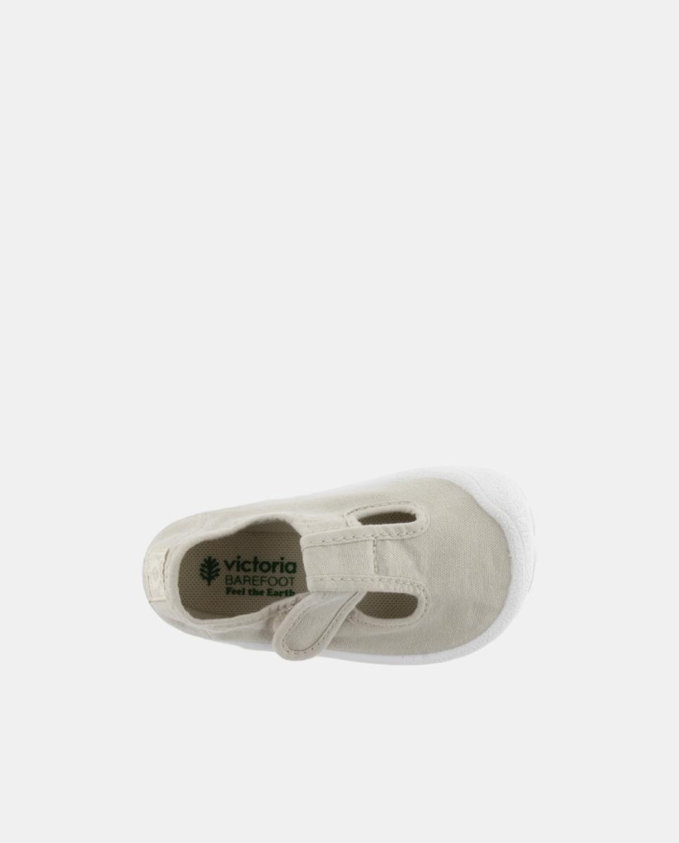 Sandálias de Criança Barefoot de Lona DREC com Fecho Aderente Victoria Bege-4