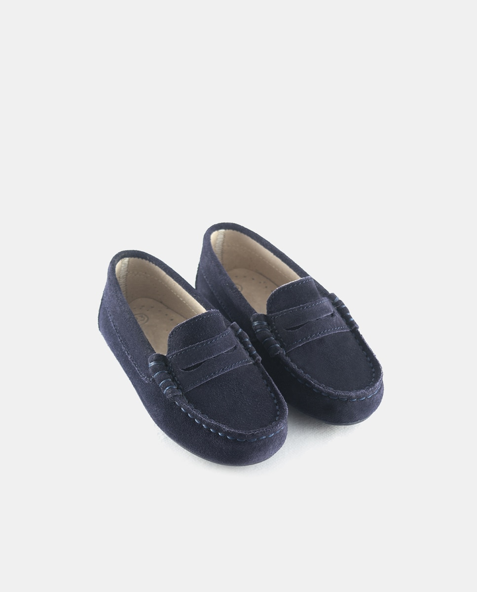 Mocasines de bebé niño en serraje con antifaz - AJJS Estilo - Azul marino Azul marino-2