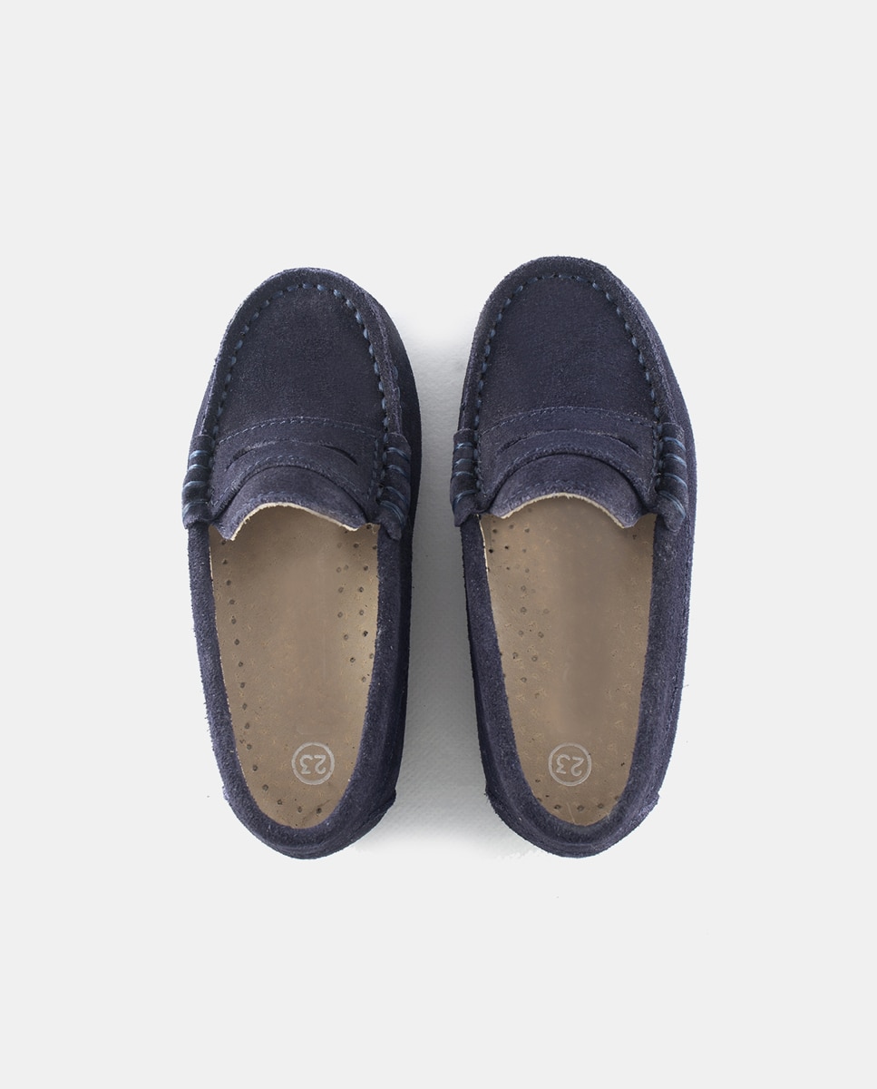 Mocasines de bebé niño en serraje con antifaz - AJJS Estilo - Azul marino Azul marino-4