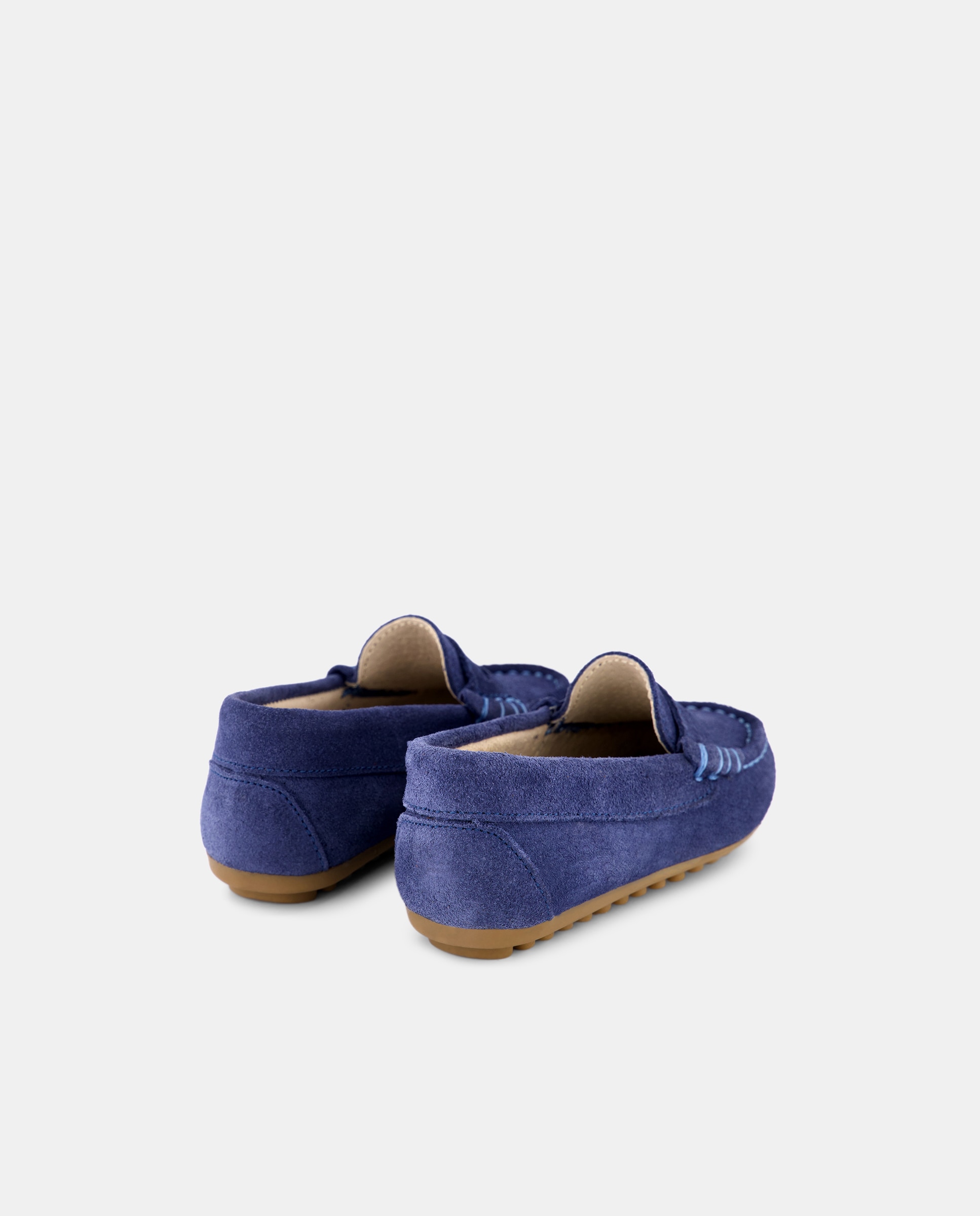 Mocassins de Bebé com Travessão e em Croute AJJS Estilo Azul-claro-3