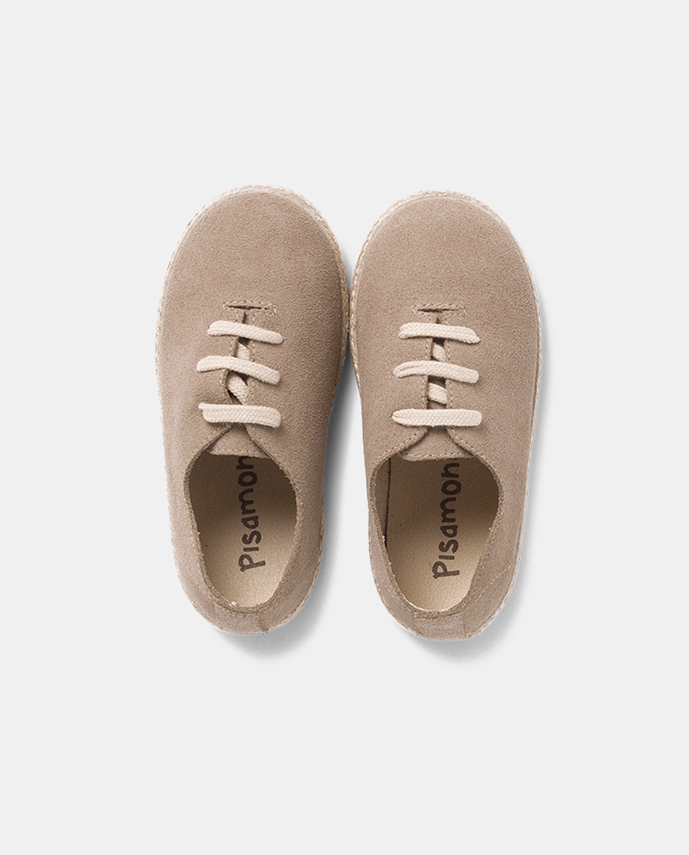 Zapatillas Cordones Serraje y Yute Niños en beige/nude - Pisamonas - Topo Topo-4