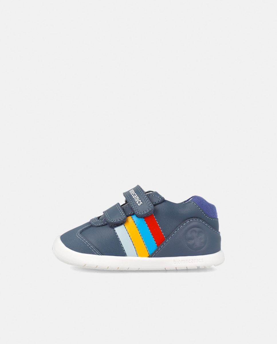 Sapatilhas em Pele com Velcro Duplo Biomecanics Azul-5