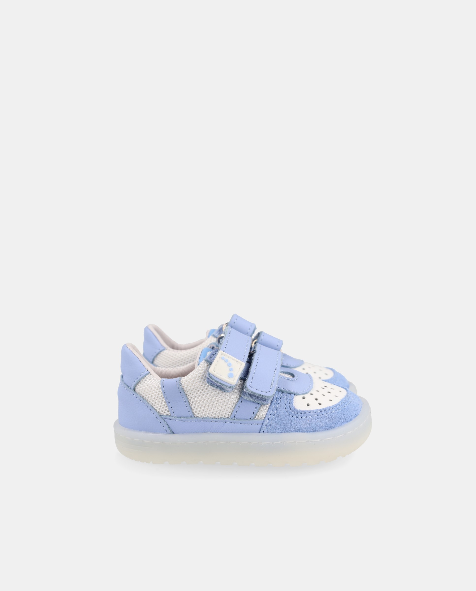 Sapatilhas Barefoot de Velcro Duplo com Rede Blanditos Azul-claro-1