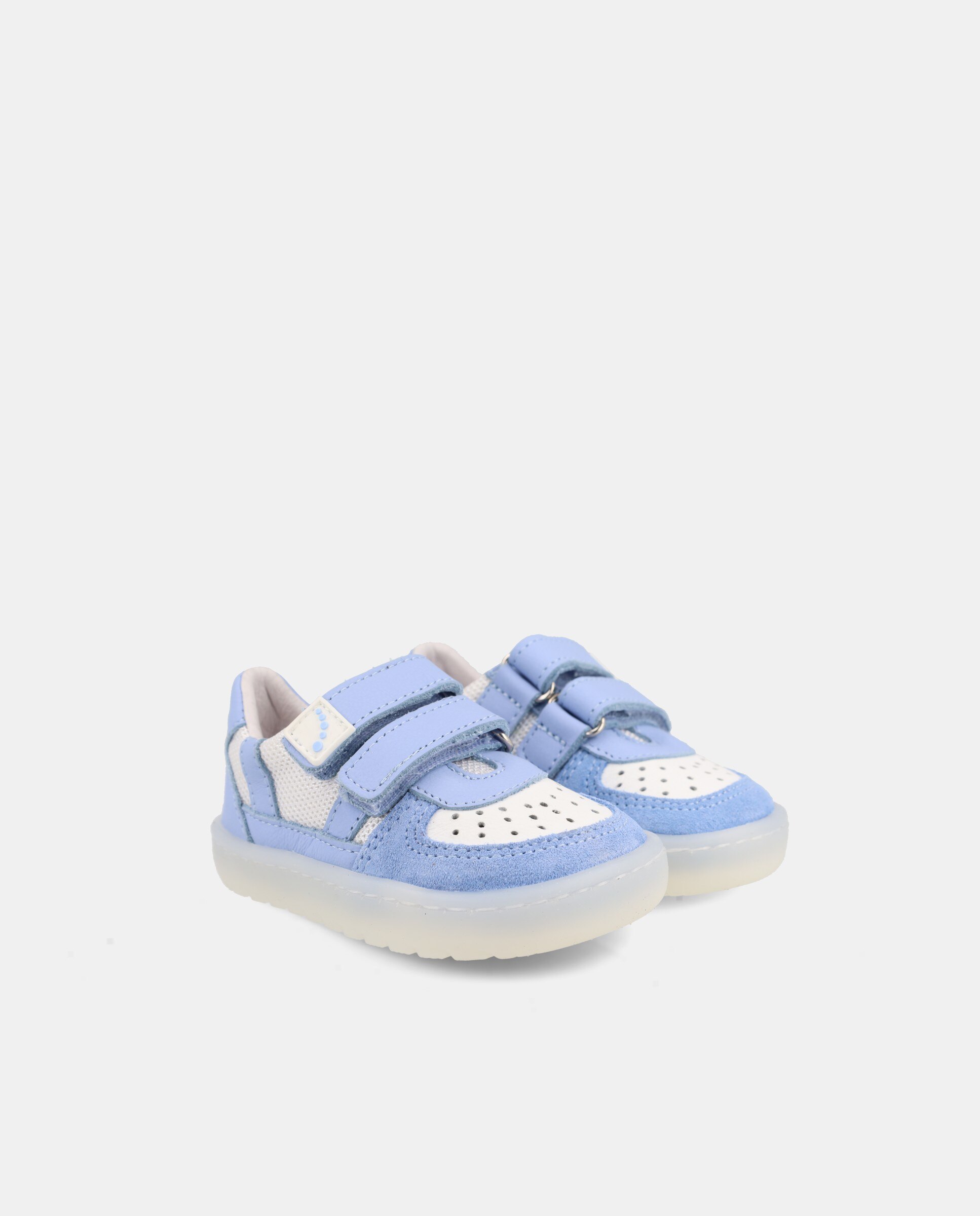 Sapatilhas Barefoot de Velcro Duplo com Rede Blanditos Azul-claro-2