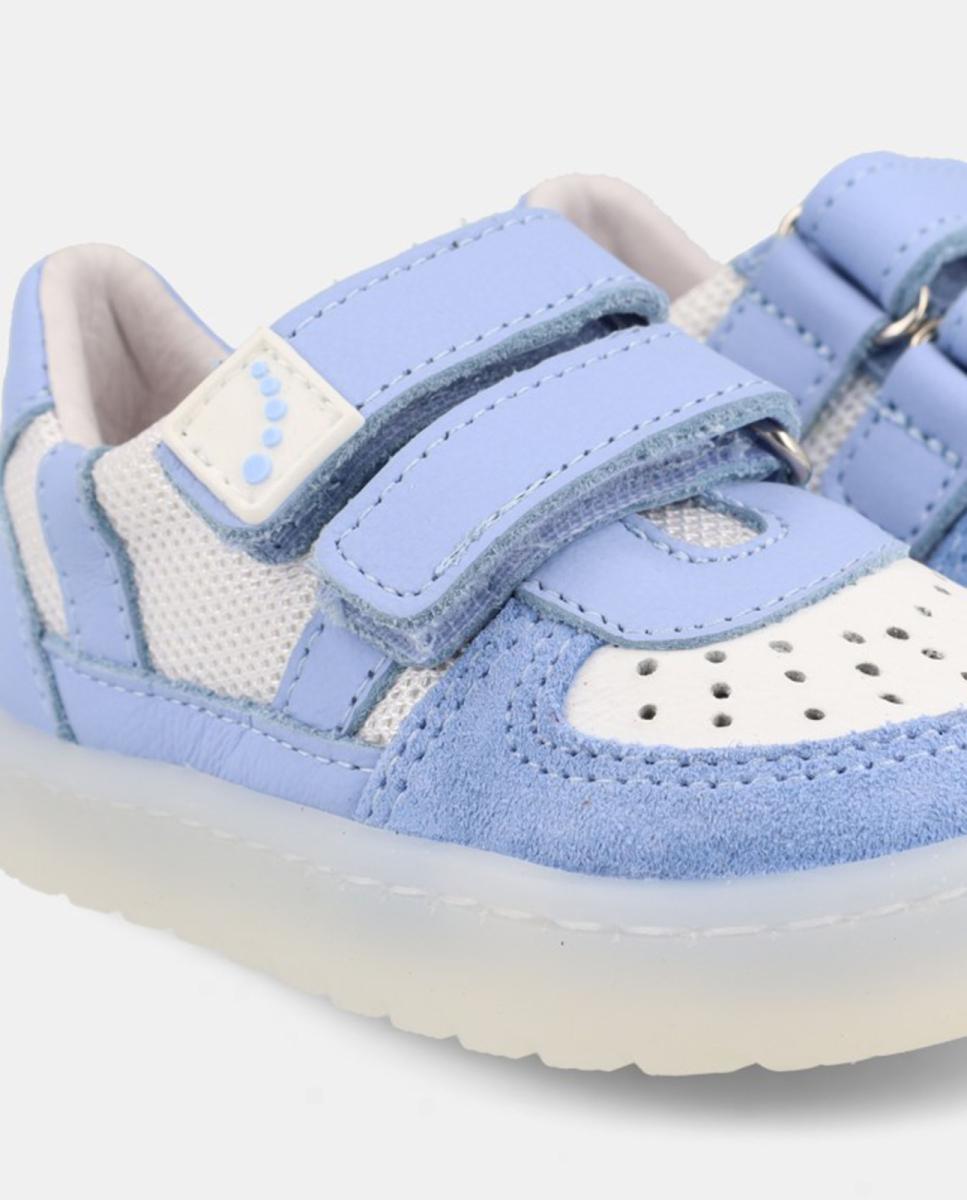 Sapatilhas Barefoot de Velcro Duplo com Rede Blanditos Azul-claro-4