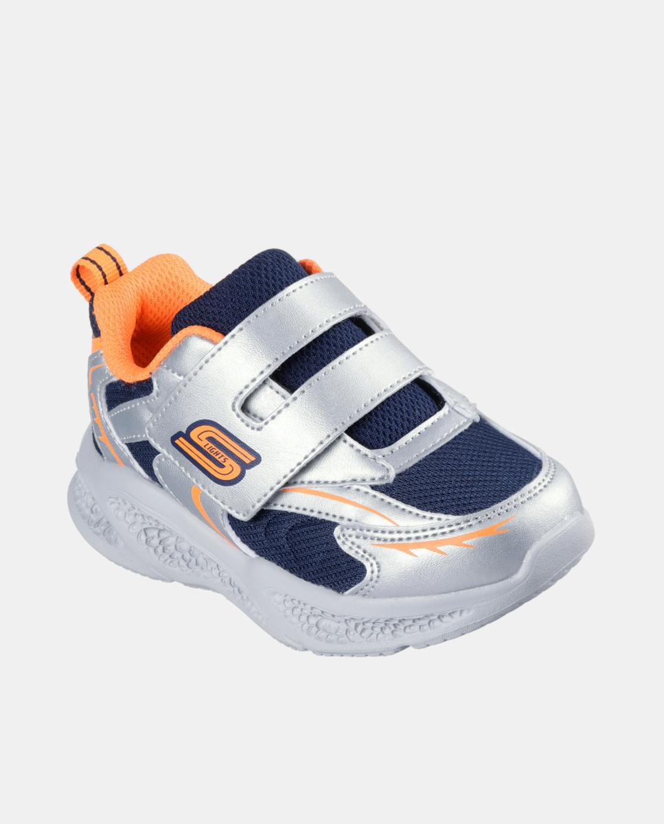 Sapatilhas com Luzes e Velcro Duplo Skechers Azul-marinho-4