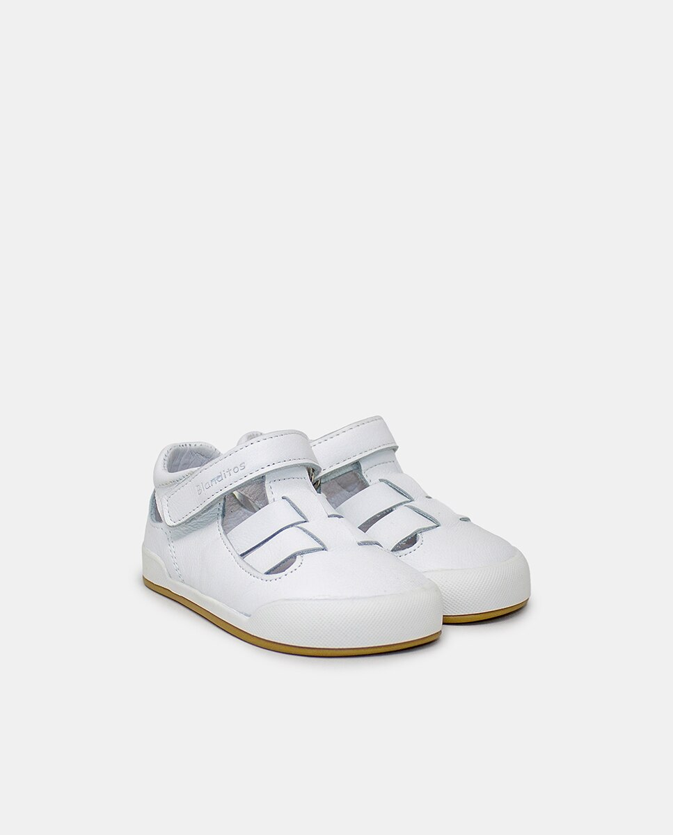 Imagen 2 de Sandalia cerrada barefoot cierre tira velcro niño - Blanditos - Blanco Blanco