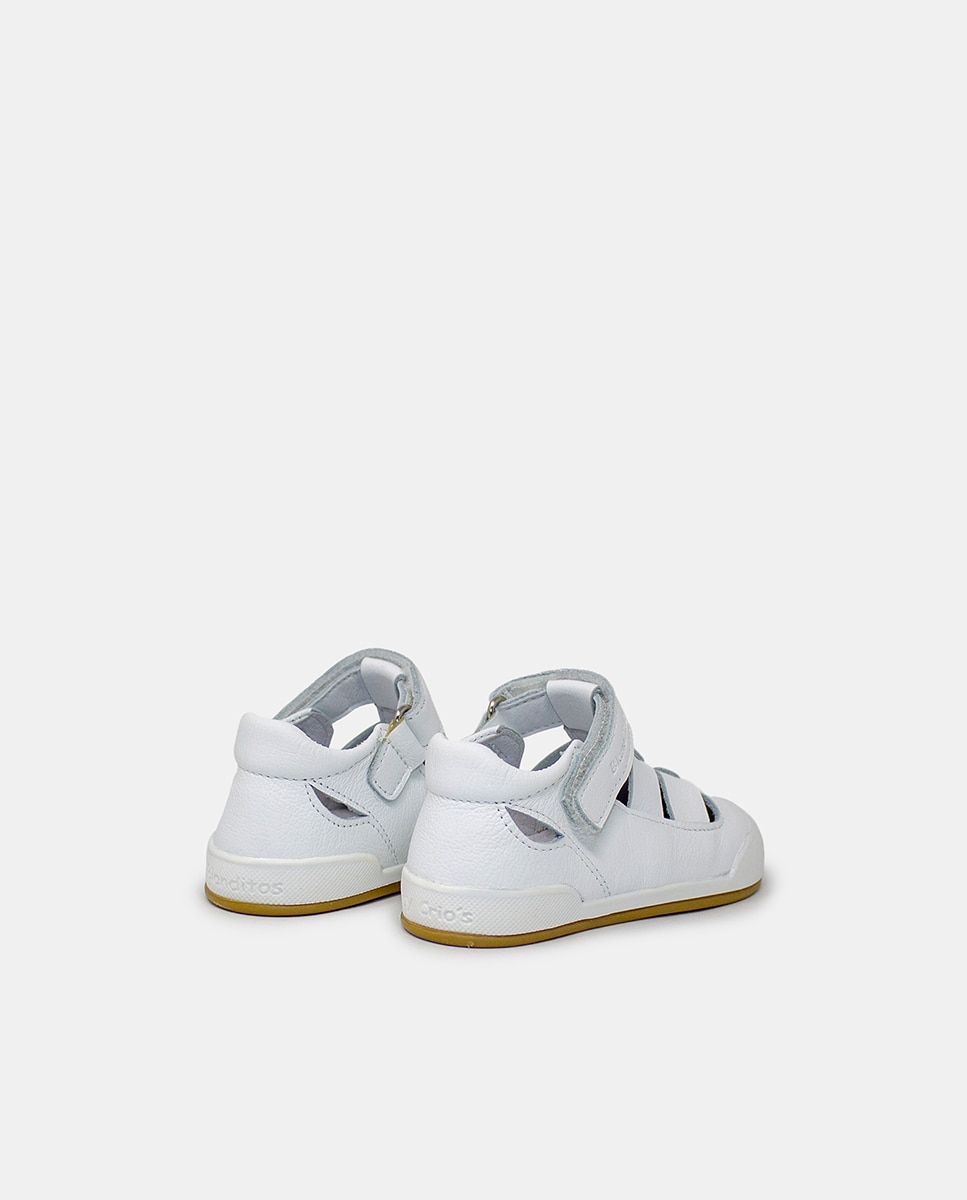 Imagen 3 de Sandalia cerrada barefoot cierre tira velcro niño - Blanditos - Blanco Blanco