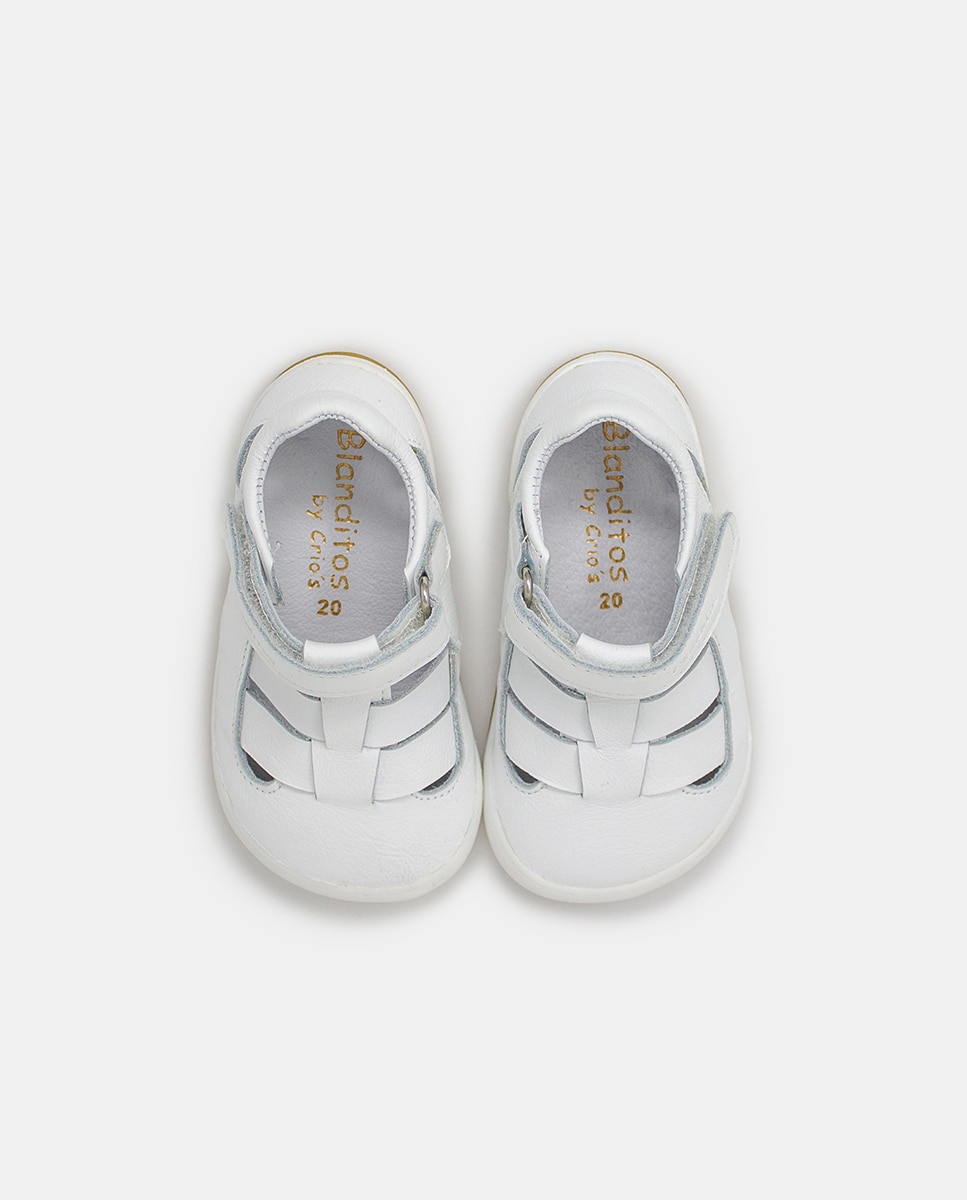 Imagen 4 de Sandalia cerrada barefoot cierre tira velcro niño - Blanditos - Blanco Blanco