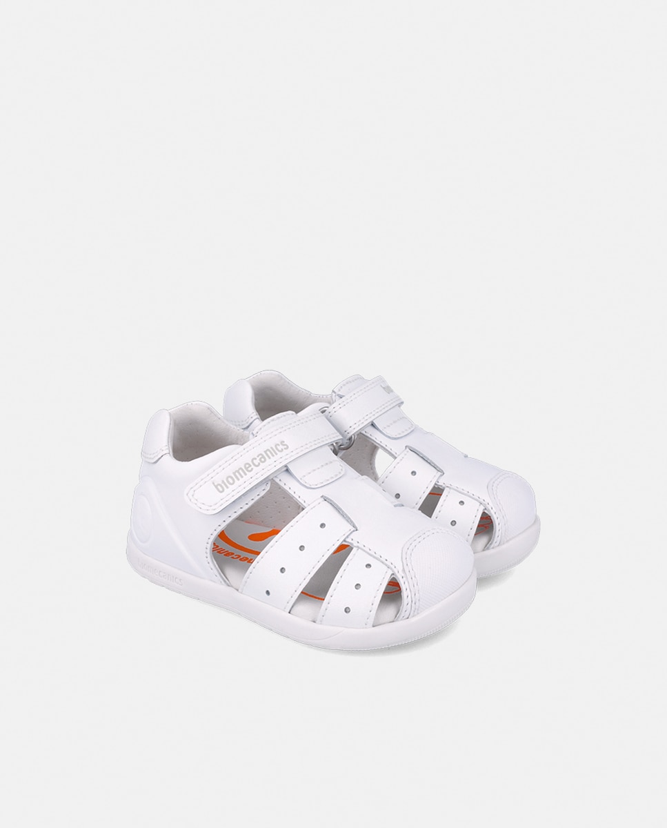 Sandálias em Pele com Velcro Biomecanics Branco-2