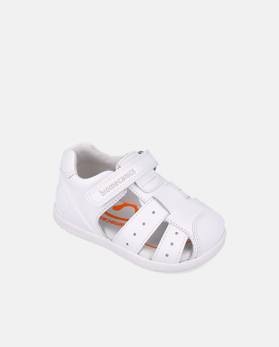 Sandálias em Pele com Velcro Biomecanics Branco-4