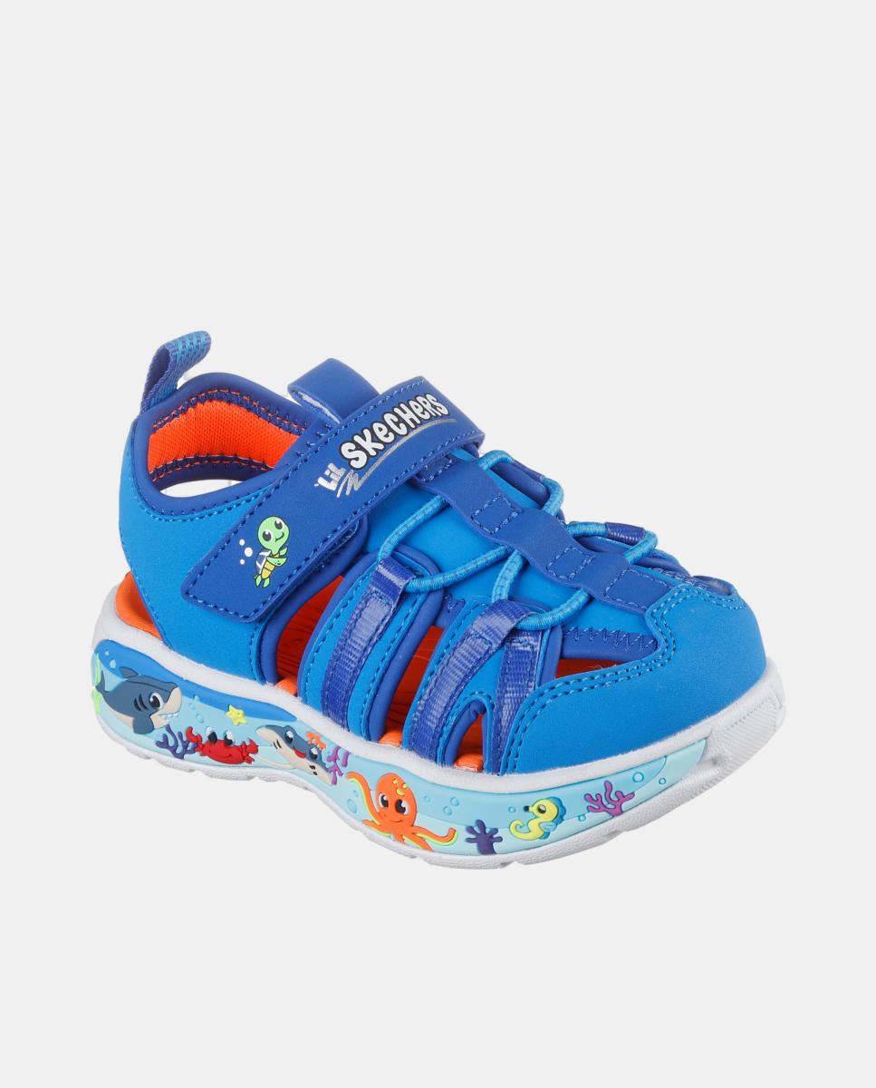 Sandálias Fechadas com Ajuste de Velcro Skechers Azul-oceano-3