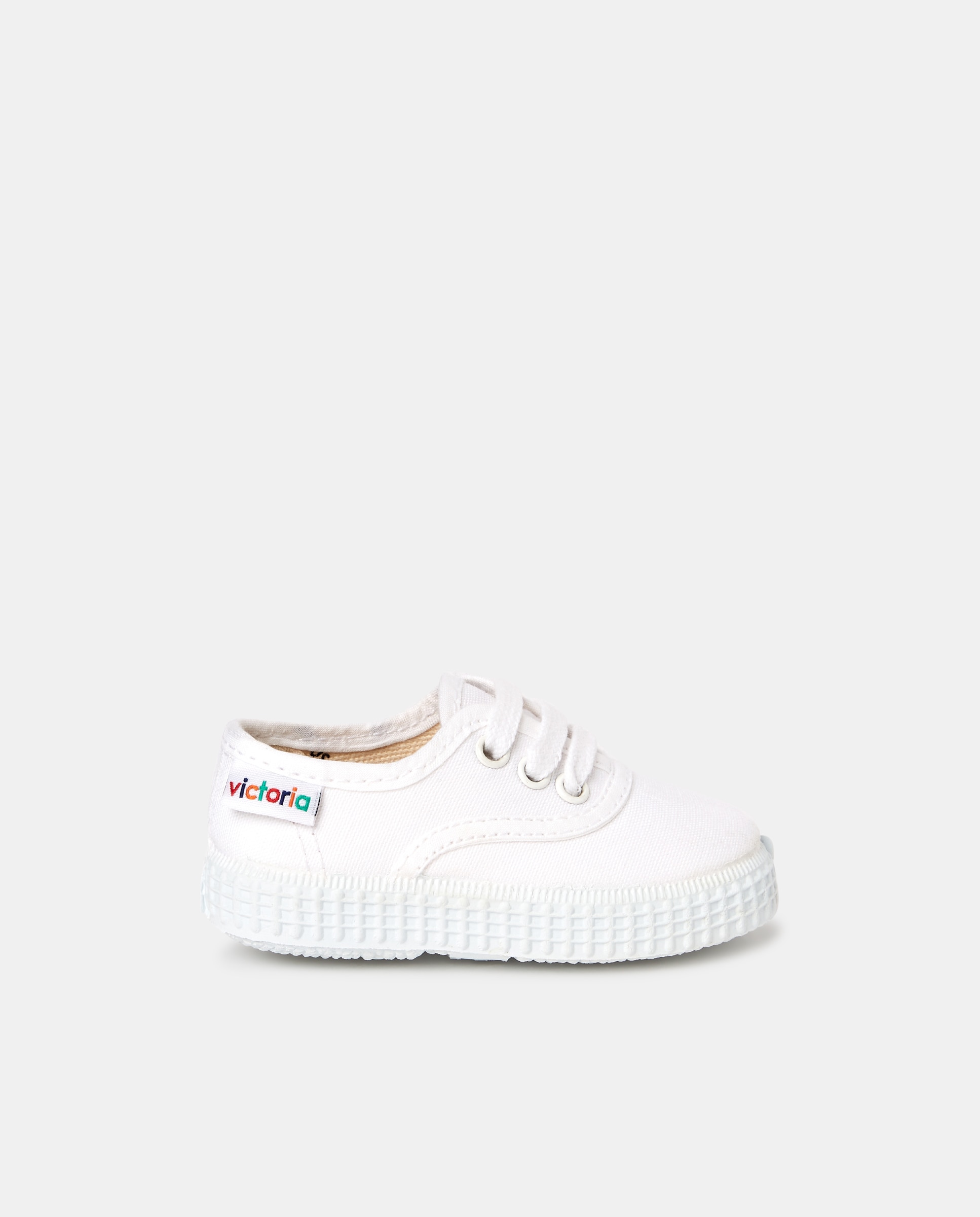 Sapatilhas de lona brancas de bebé com atacadores Branco-1