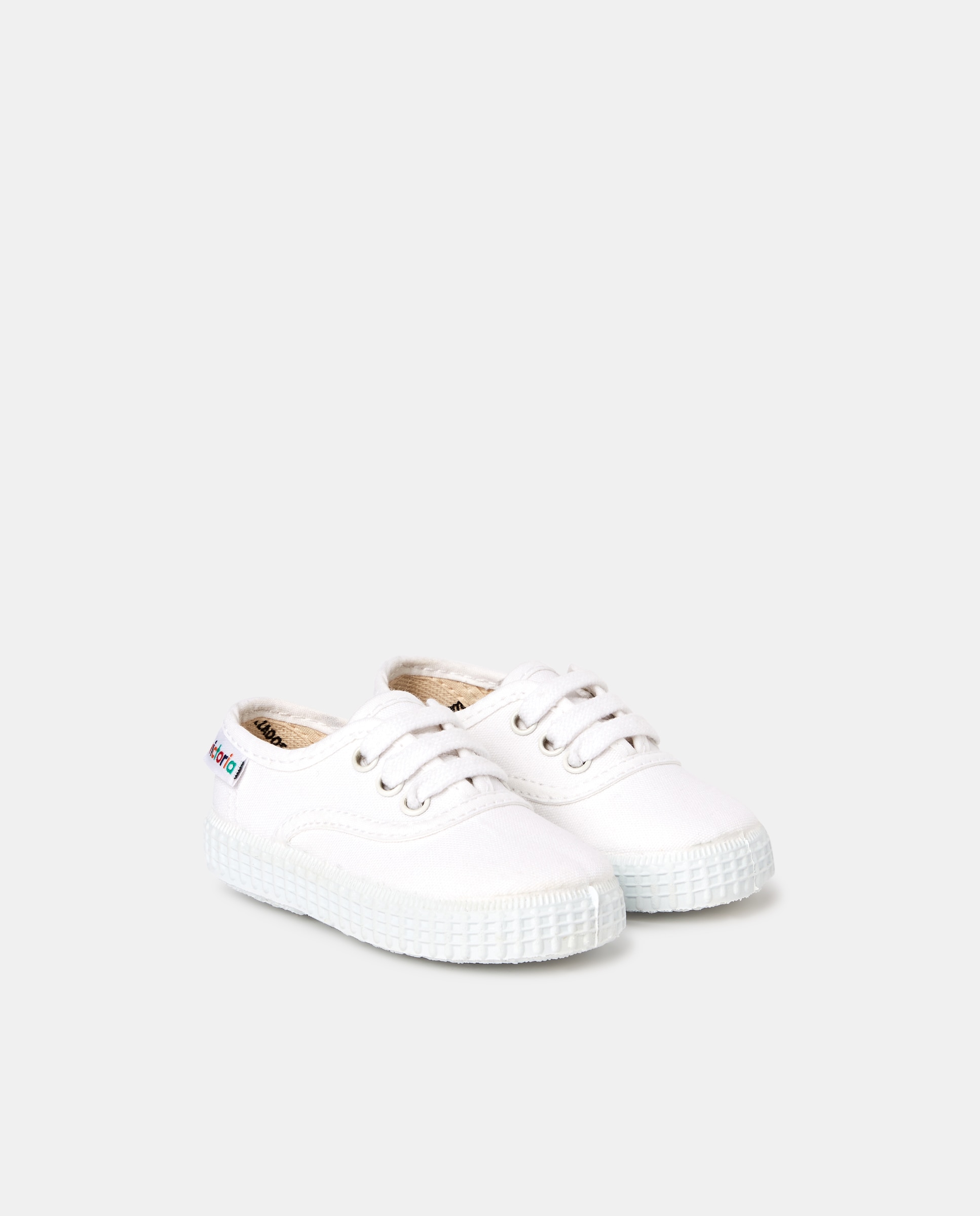 Sapatilhas de lona brancas de bebé com atacadores Branco-2