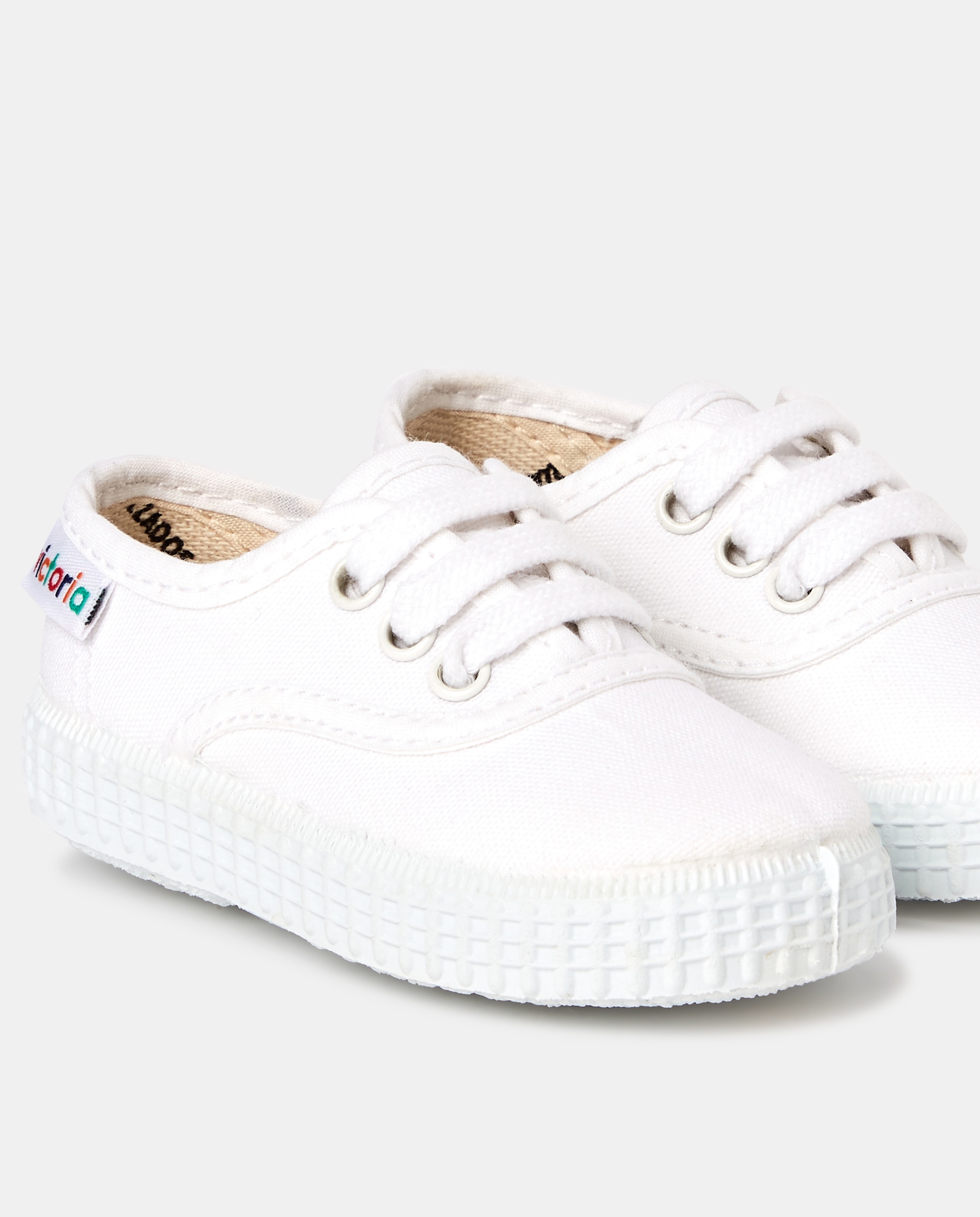 Sapatilhas de lona brancas de bebé com atacadores Branco-5