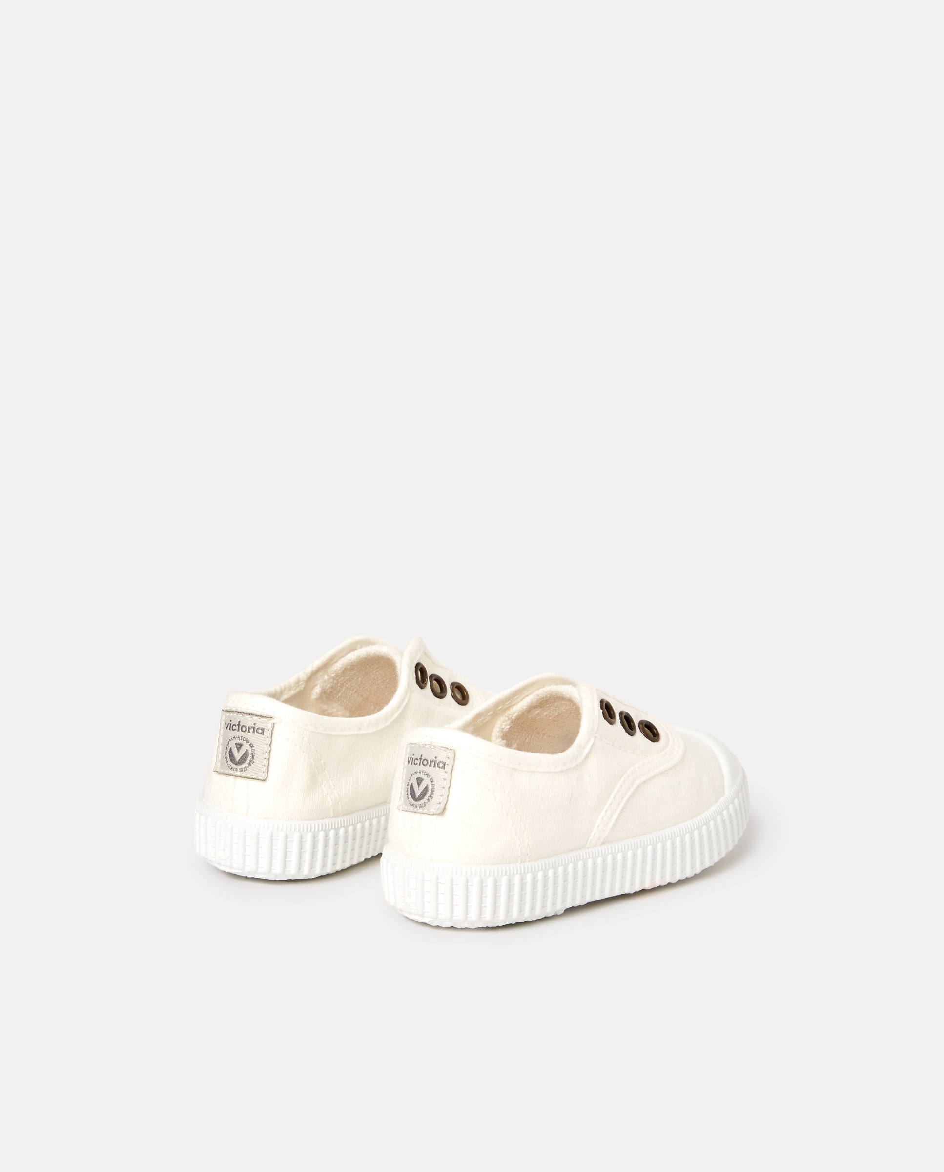 Zapatillas de bebés tipo casco bajas en lona con elástico - Victoria - Blanco Blanco-3