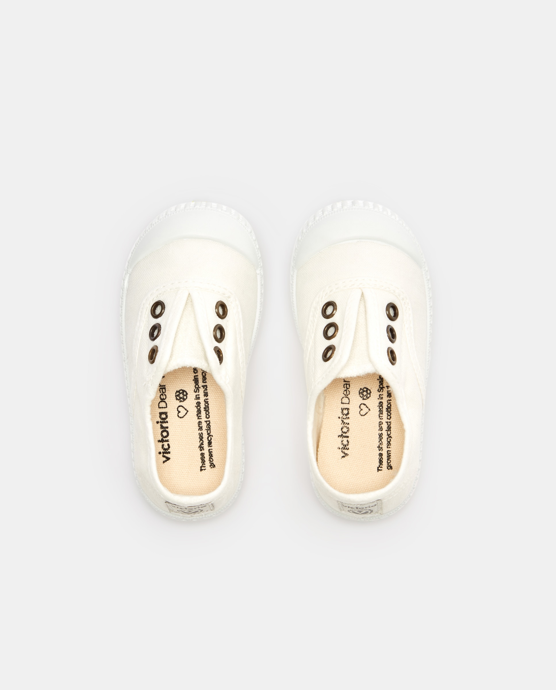Zapatillas de bebés tipo casco bajas en lona con elástico - Victoria - Blanco Blanco-4
