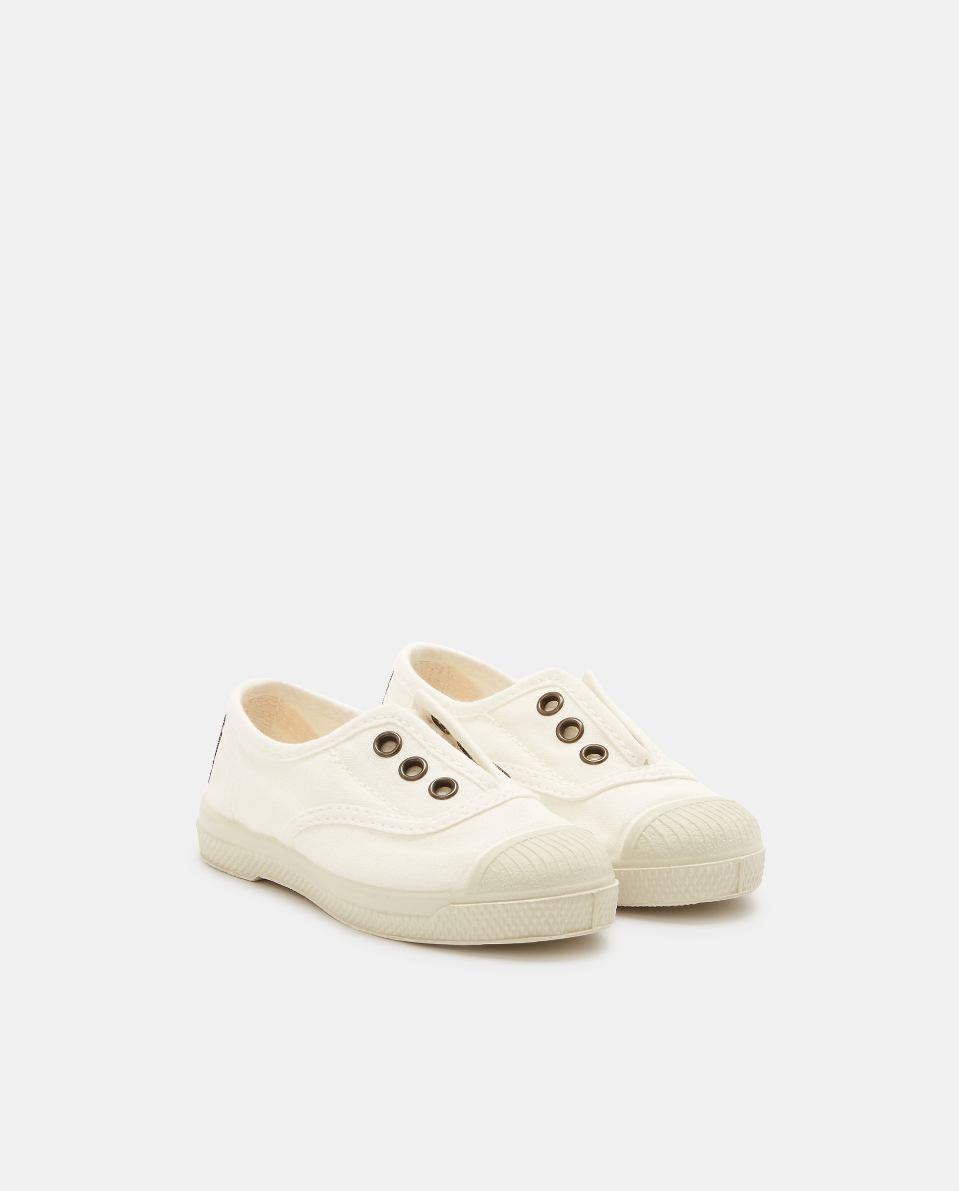 Sapatilhas de Bebé com Fecho Elástico sem Atacadores em Lona - Branco Natural World Branco-2