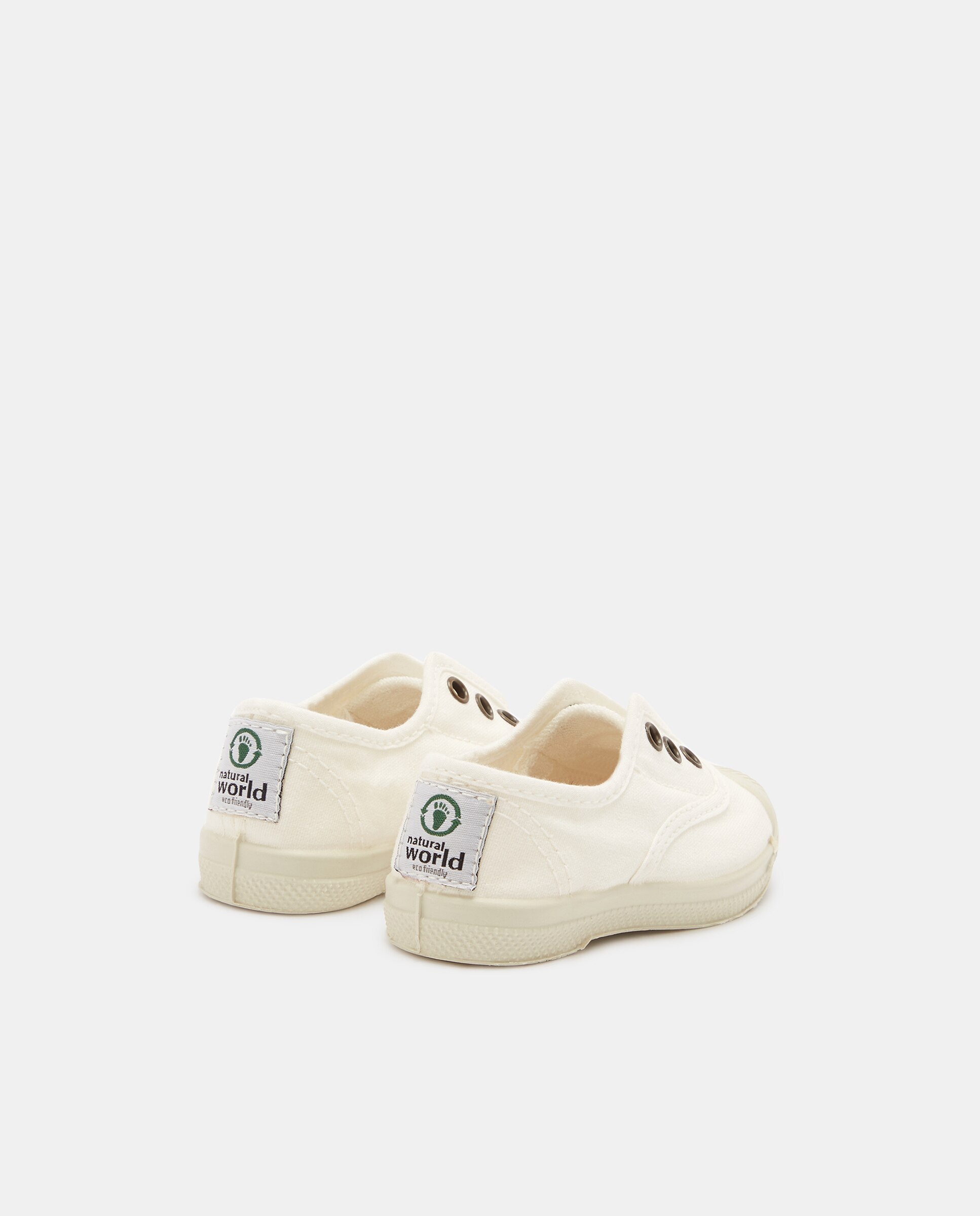 Sapatilhas de Bebé com Fecho Elástico sem Atacadores em Lona - Branco Natural World Branco-3