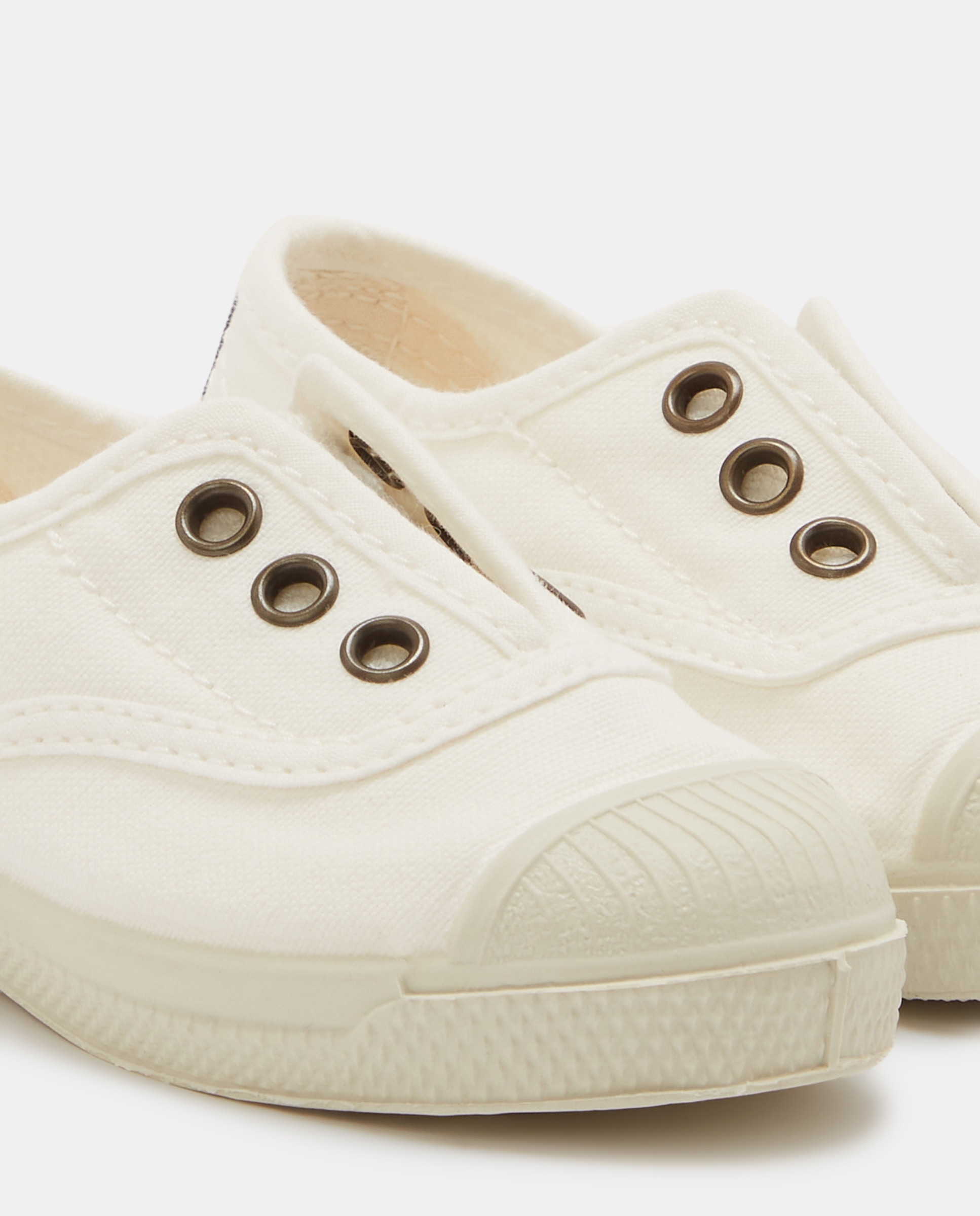 Sapatilhas de Bebé com Fecho Elástico sem Atacadores em Lona - Branco Natural World Branco-5
