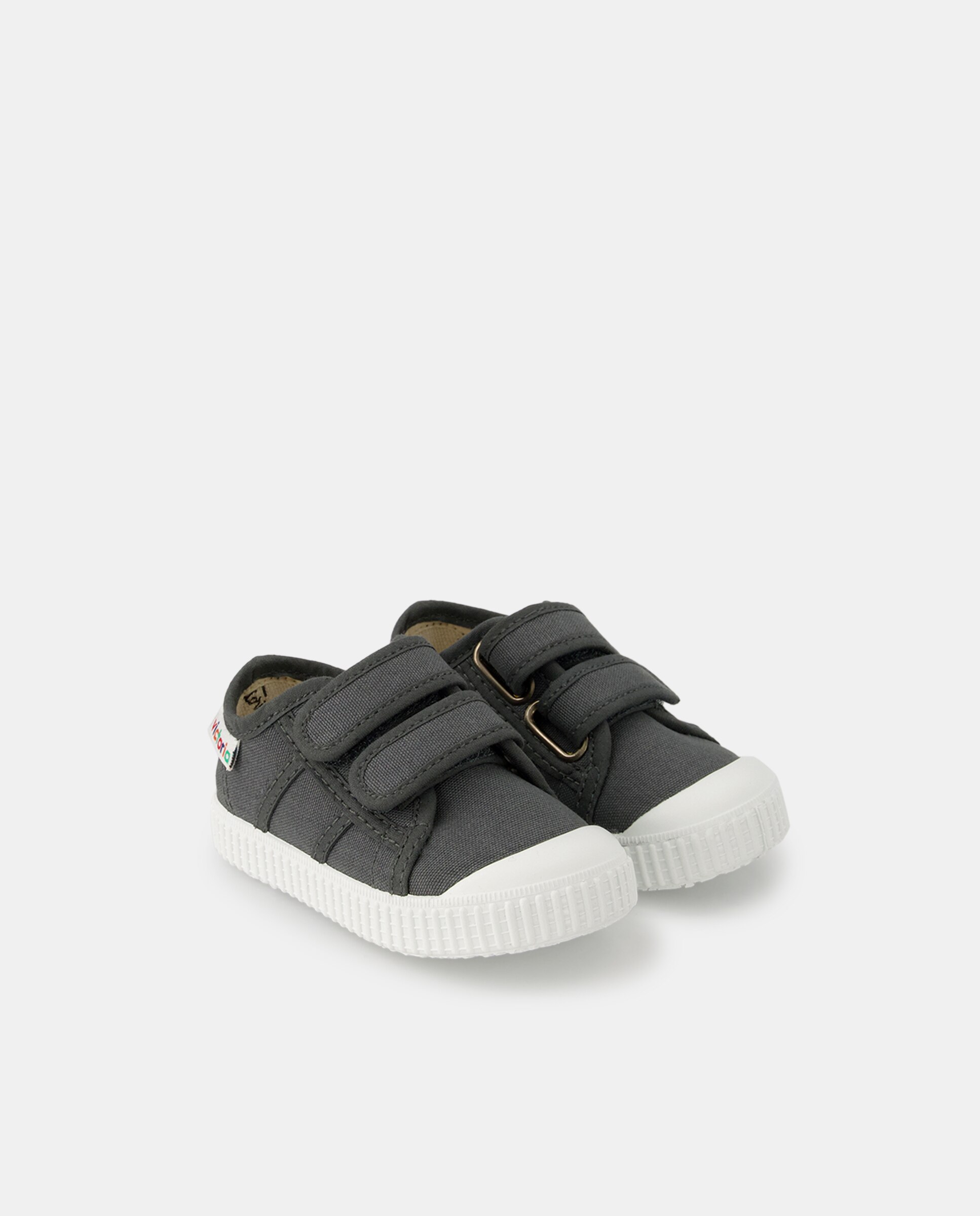 Zapatillas de niños tipo casco bajas en lona con cierre elástico - Victoria - Gris Gris-2