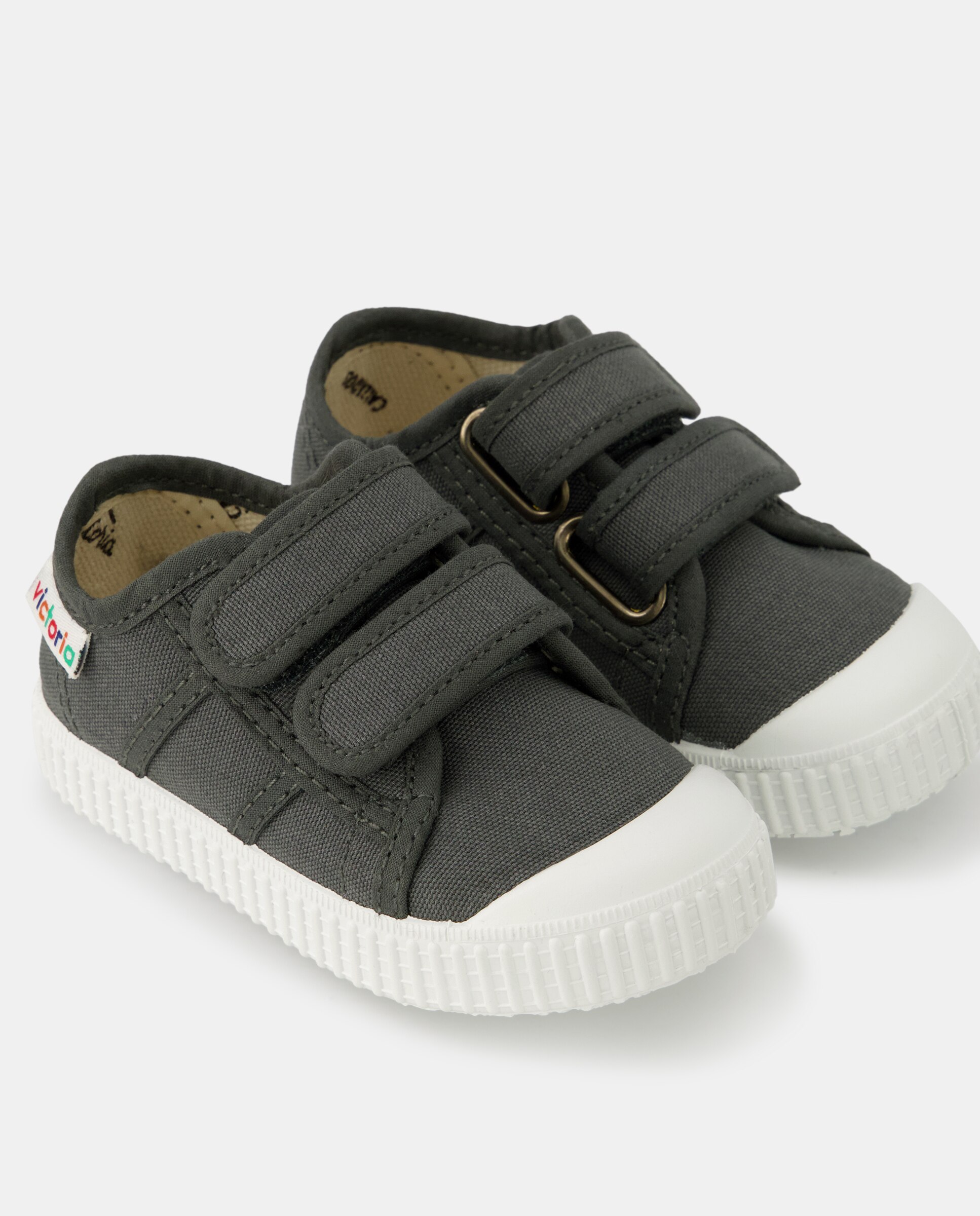 Zapatillas de niños tipo casco bajas en lona con cierre elástico - Victoria - Gris Gris-5
