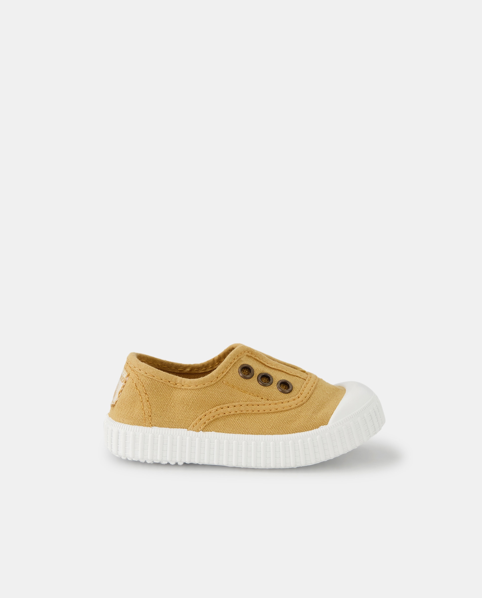 Zapatillas de bebés tipo casco bajas en lona con elástico - Victoria - Amarillo Amarillo-1