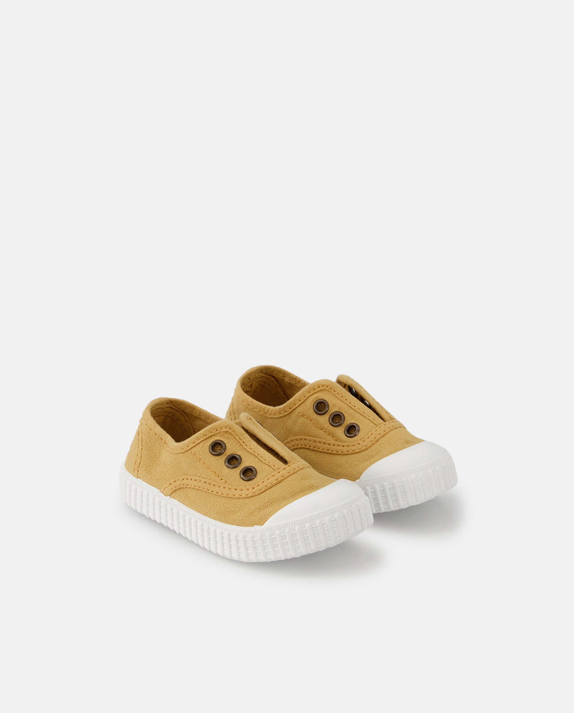 Zapatillas de bebés tipo casco bajas en lona con elástico - Victoria - Amarillo Amarillo-2