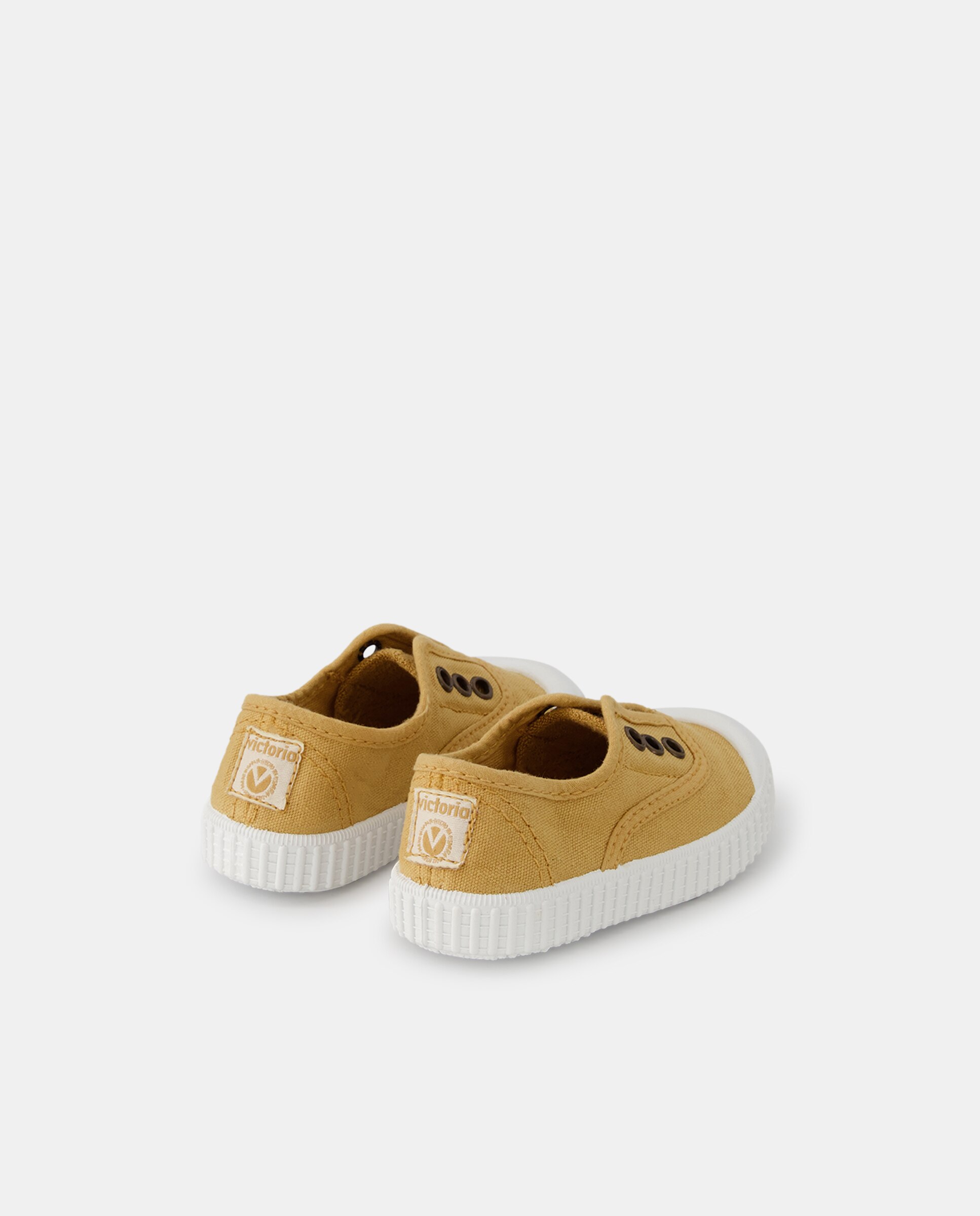 Zapatillas de bebés tipo casco bajas en lona con elástico - Victoria - Amarillo Amarillo-3