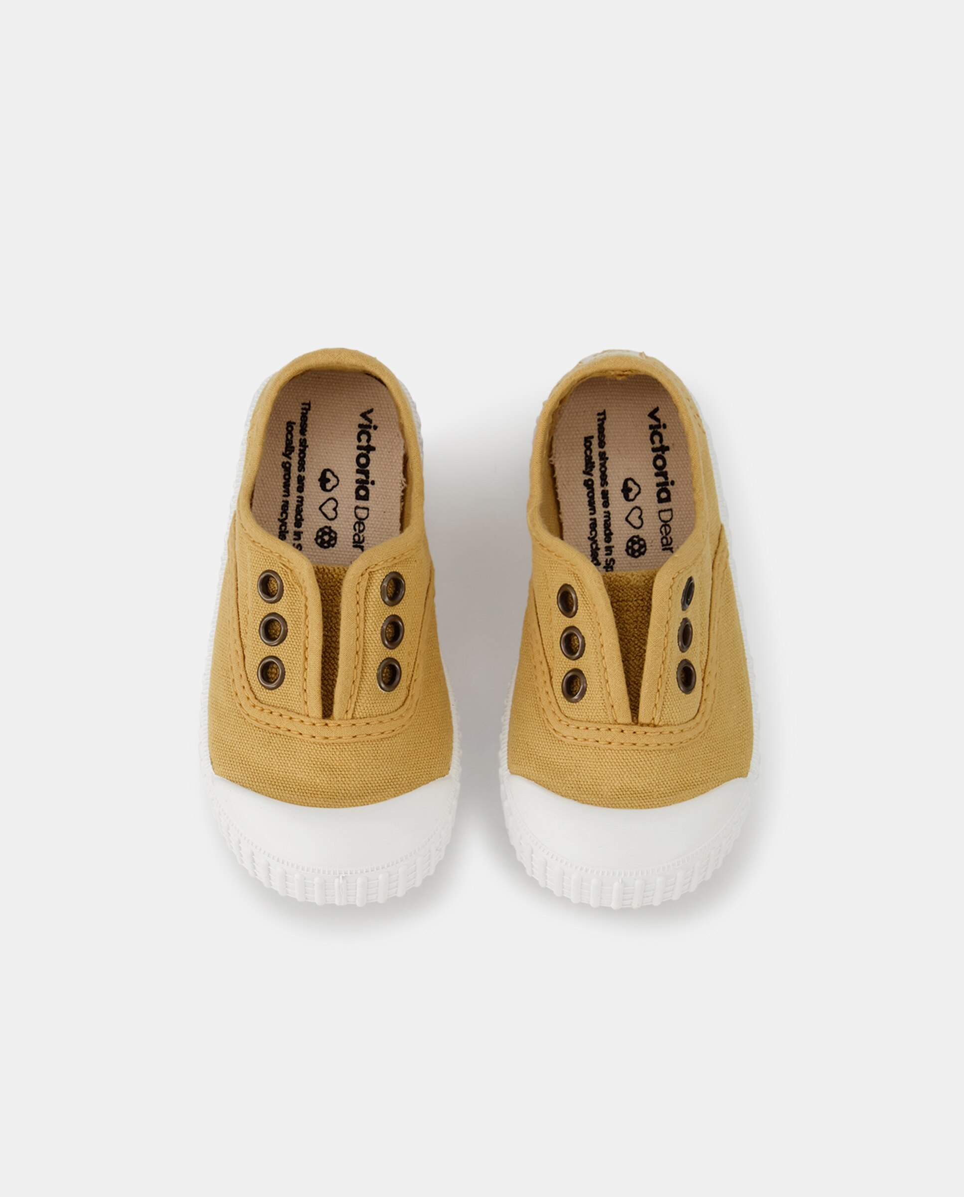 Zapatillas de bebés tipo casco bajas en lona con elástico - Victoria - Amarillo Amarillo-4
