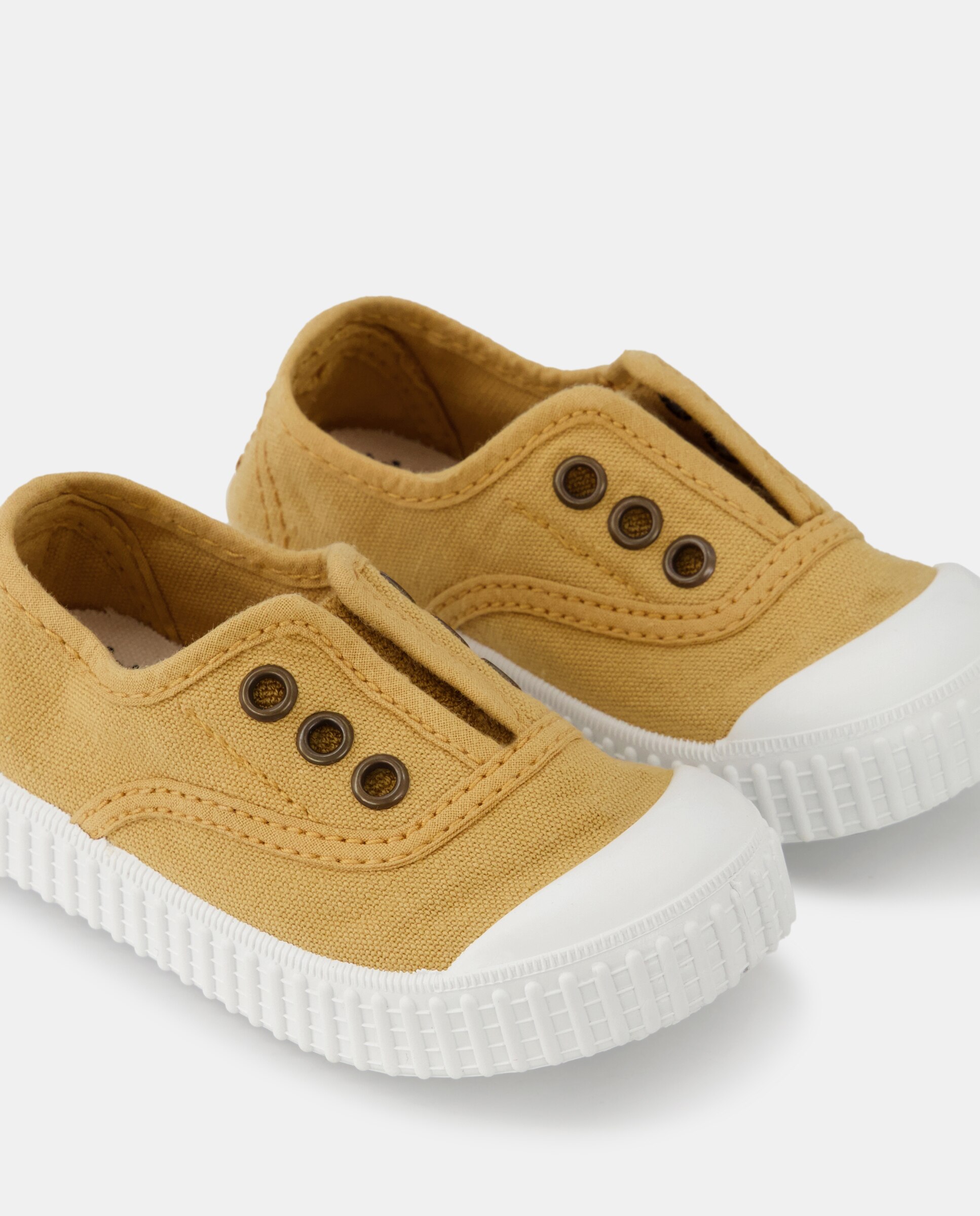 Zapatillas de bebés tipo casco bajas en lona con elástico - Victoria - Amarillo Amarillo-5
