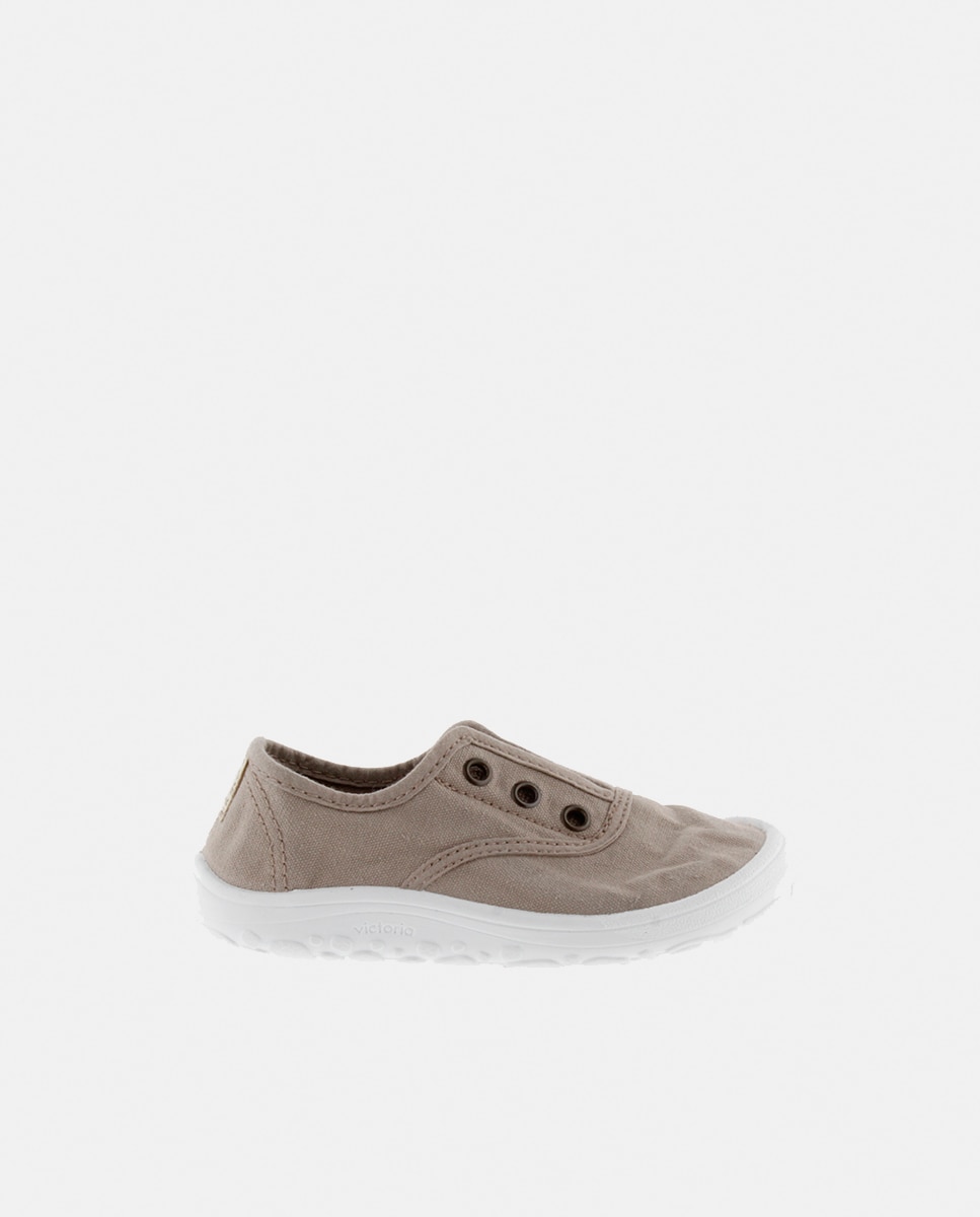 Imagen 0 de Zapatillas de lona de niños DREC barefoot con elástico central Natural