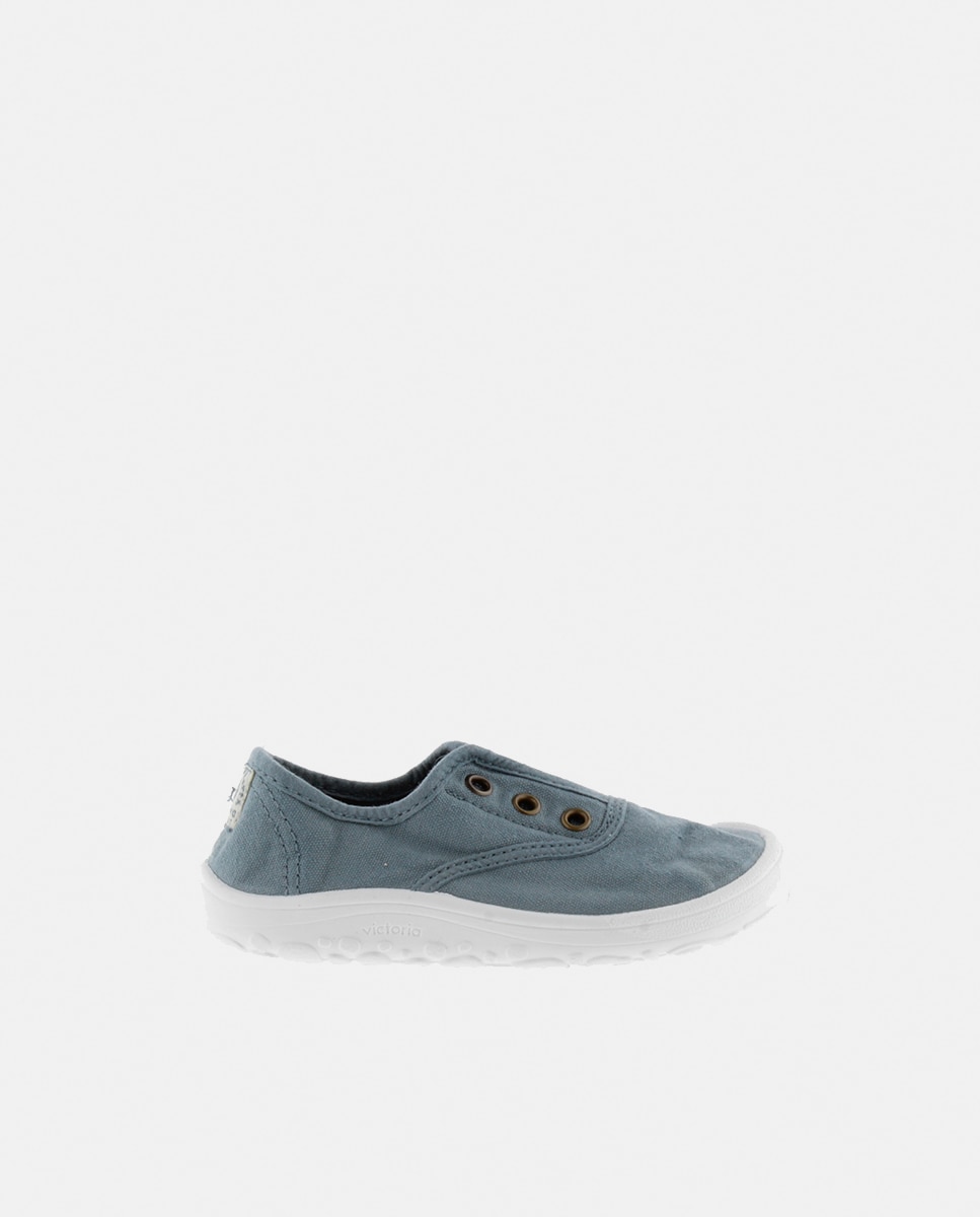 Sapatilhas de Lona de Criança Barefoot com Elástico Central Azul-1