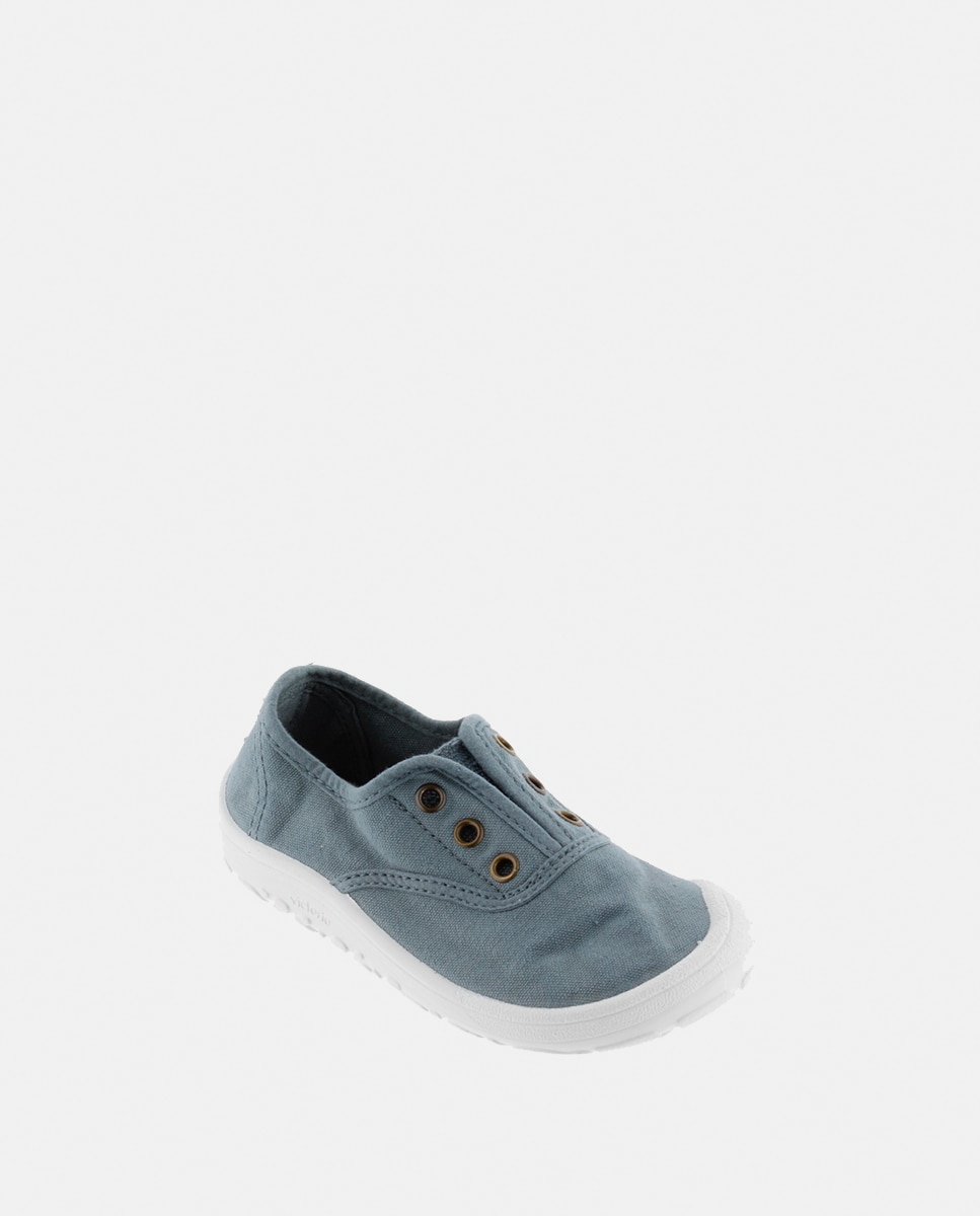 Sapatilhas de Lona de Criança Barefoot com Elástico Central Azul-2