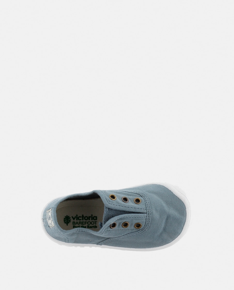 Sapatilhas de Lona de Criança Barefoot com Elástico Central Azul-4