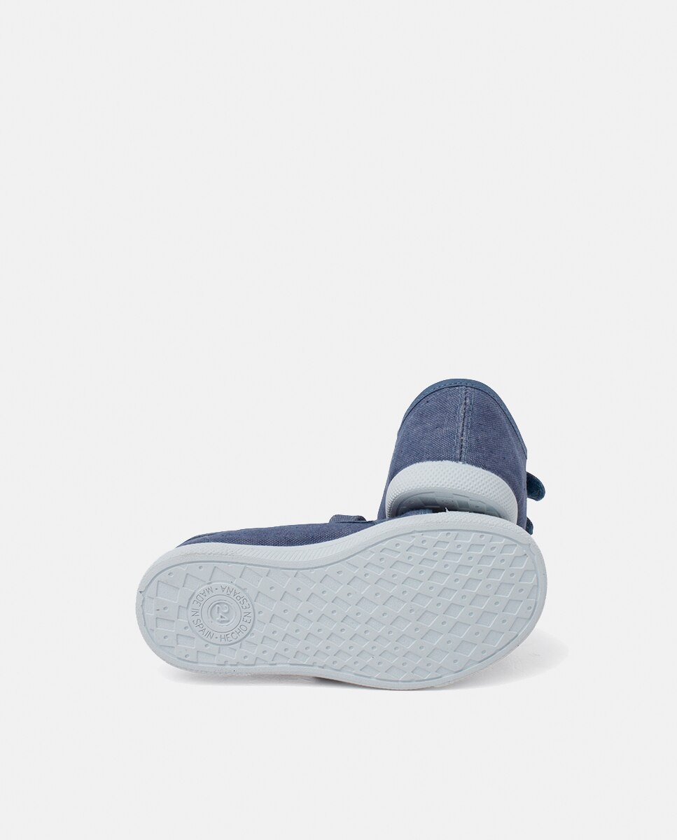 Zapatillas blanditas lona eco tira adherente en azul vaquero - Pisamonas - Azul índigo Azul índigo-2
