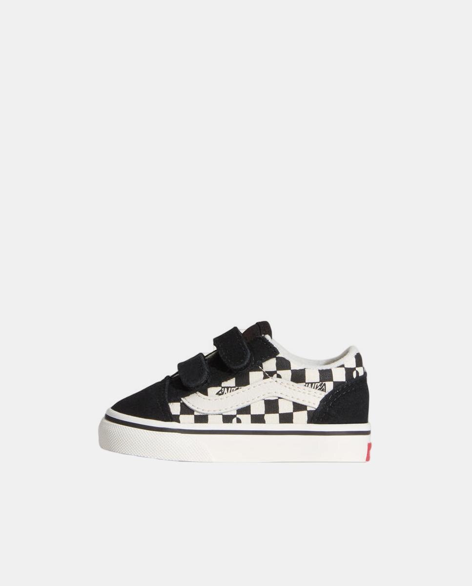 Sapatilhas causal modelo Old Skool Velcro Vans Preto-2