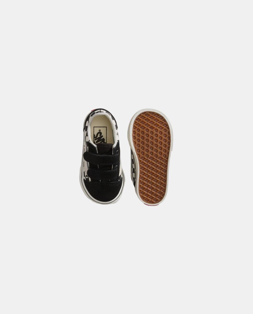 Sapatilhas causal modelo Old Skool Velcro Vans Preto-4