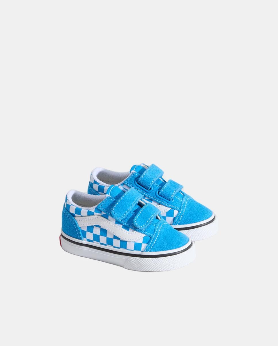 Sapatilhas causal modelo Old Skool Velcro Vans Azul-5