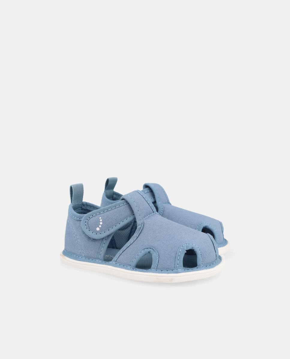 Sandálias de Lona Barefoot com Fecho de Velcro Blanditos Azul-médio-2