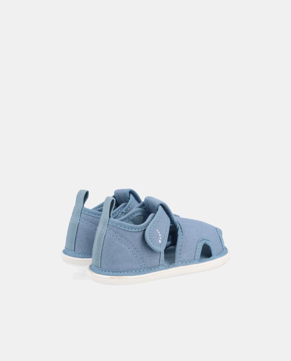 Sandálias de Lona Barefoot com Fecho de Velcro Blanditos Azul-médio-3