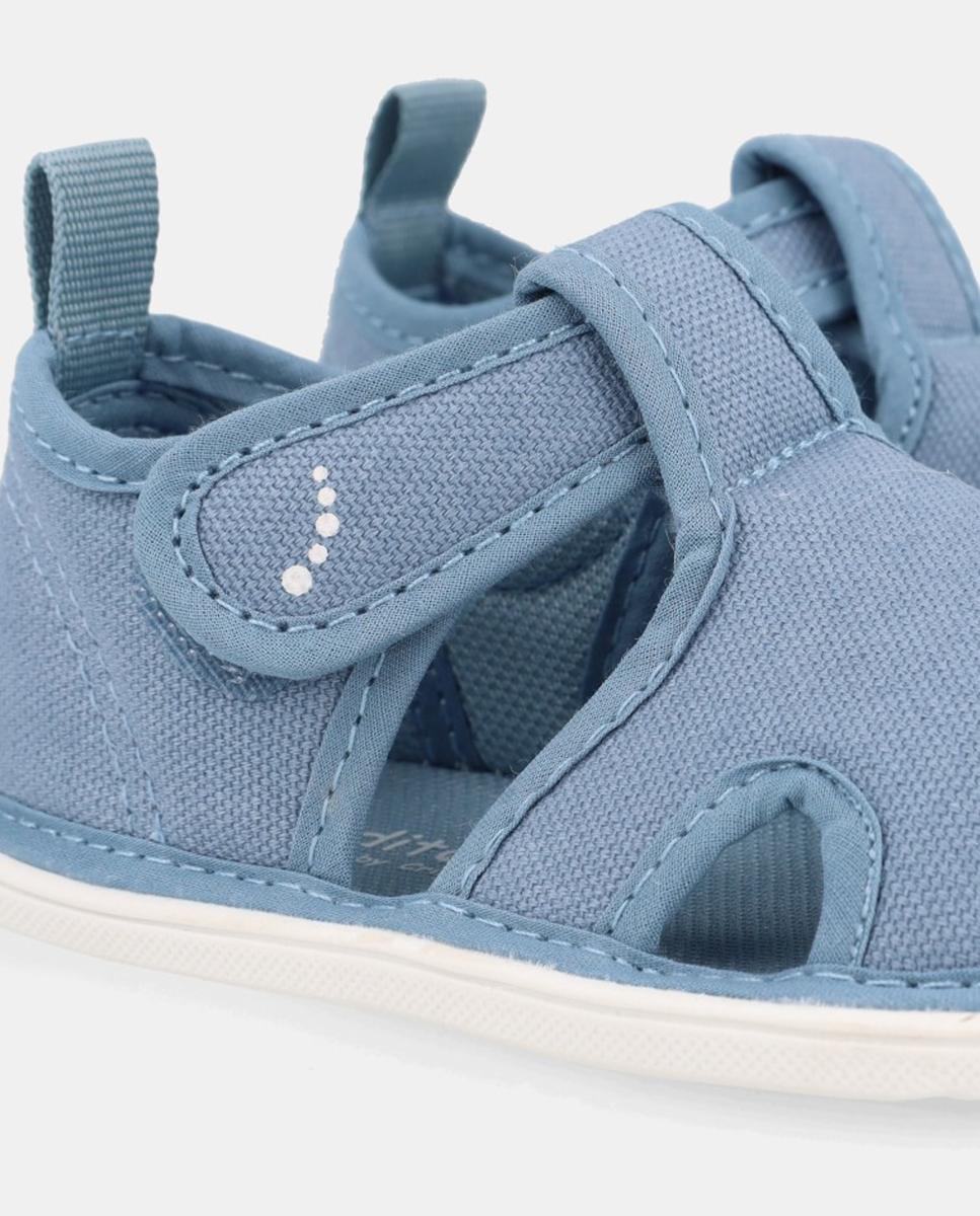 Sandálias de Lona Barefoot com Fecho de Velcro Blanditos Azul-médio-4