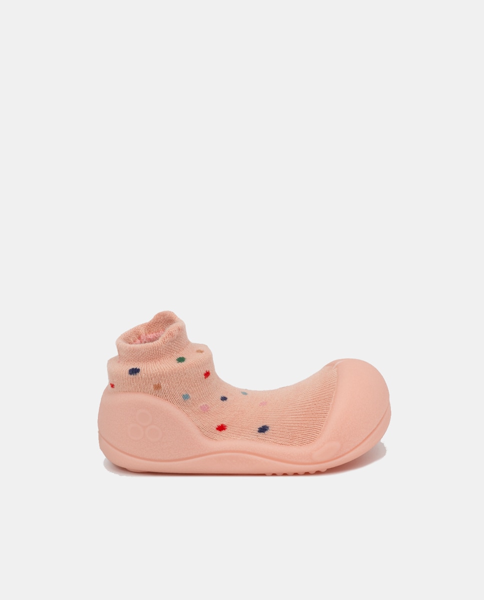 Pantufas de Bebé de Cano Baixo com Elástico no Cano Attipas Rosa-1