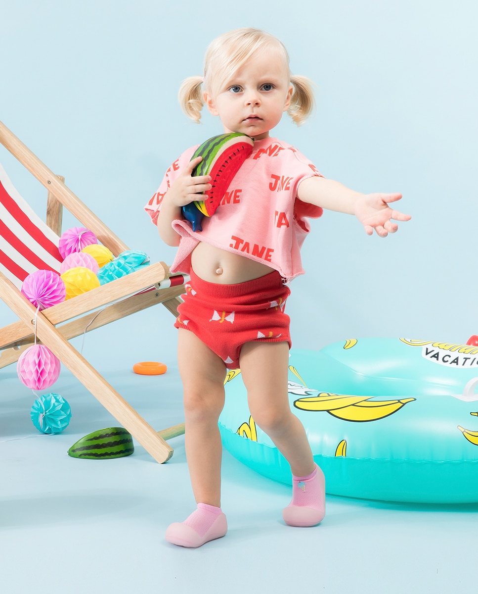 Imagen 5 de Zapatillas de casa de bebés en tejido Aqua-X azul - Attipas - Rosa Rosa