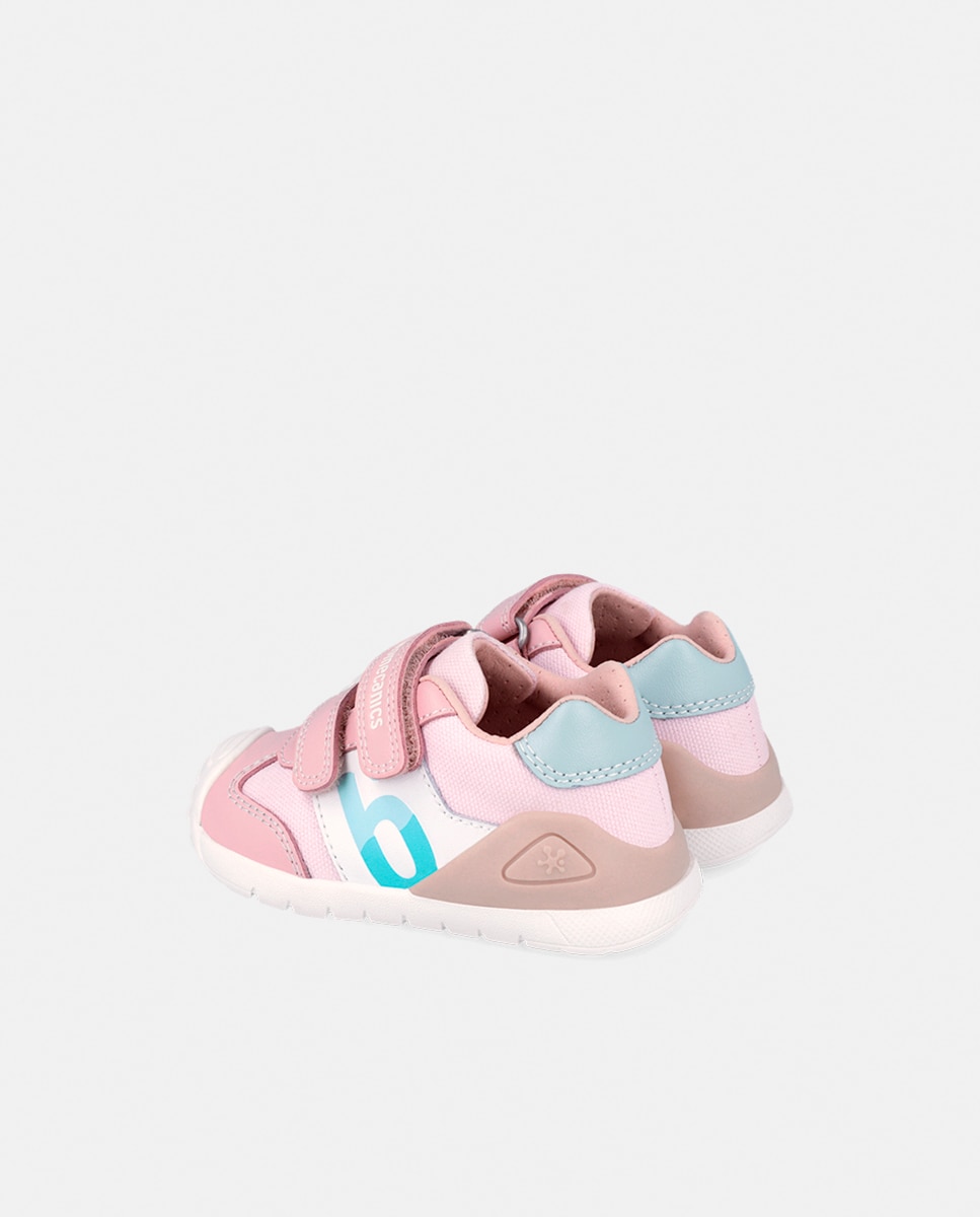 Sapatilhas em Têxtil e Pele com Velcro Duplo Biomecanics Rosa-3